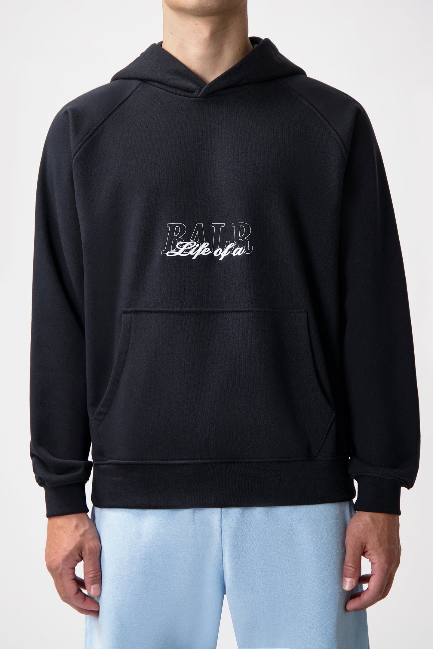 SCRIPT RELAXED FIT HOODIE JET BLACK 1
