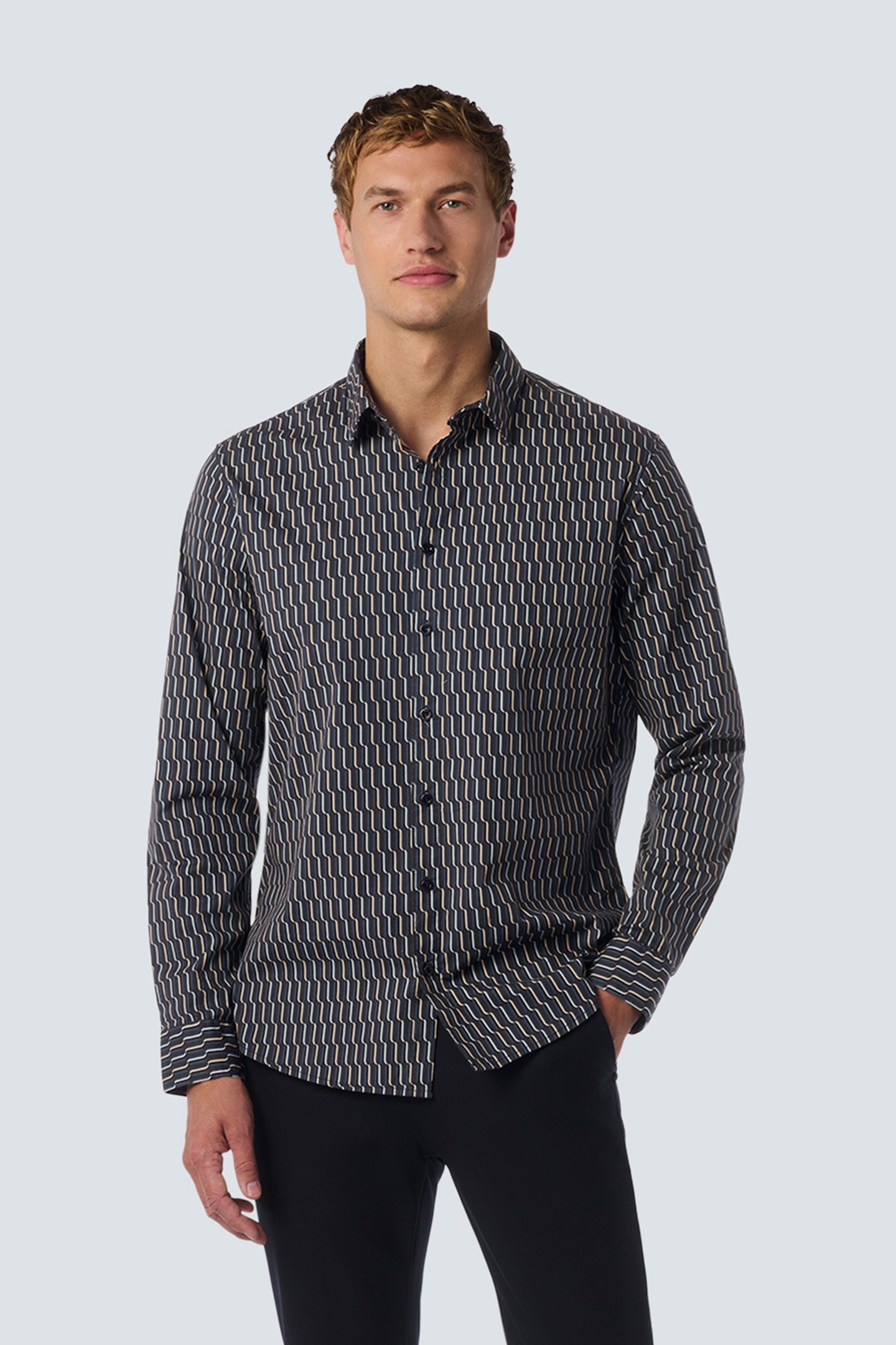 SHIRT STRETCH ALLOVER PRINTED BLACK 1