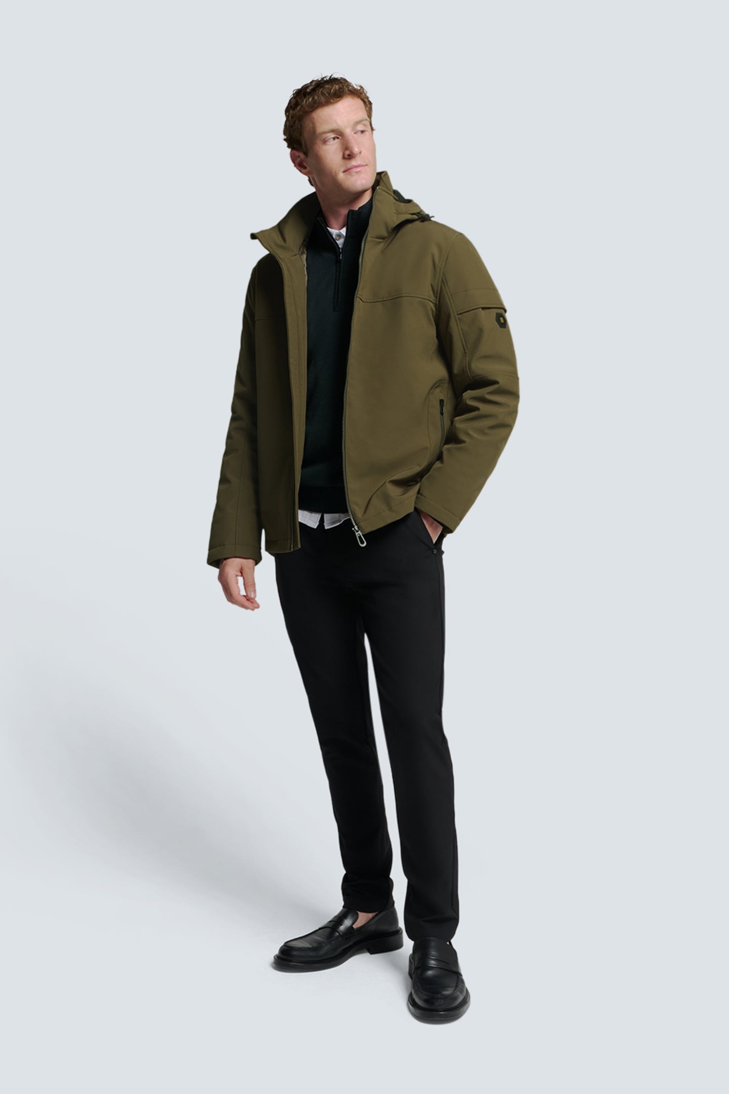 JACKET SHORT FIT HOODED SOFTSHELL STRETCH TAUPE 3