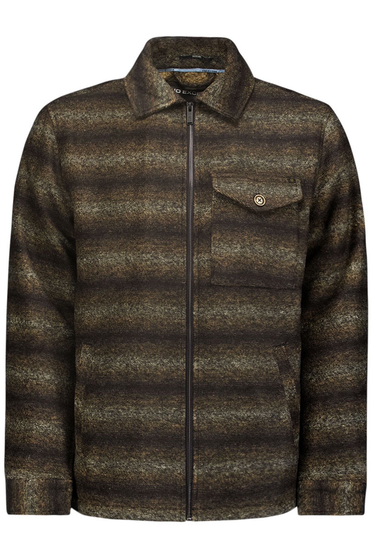 OVERSHIRT ZIPPER CLOSURE STRIPE JACQUARD KHAKI 1