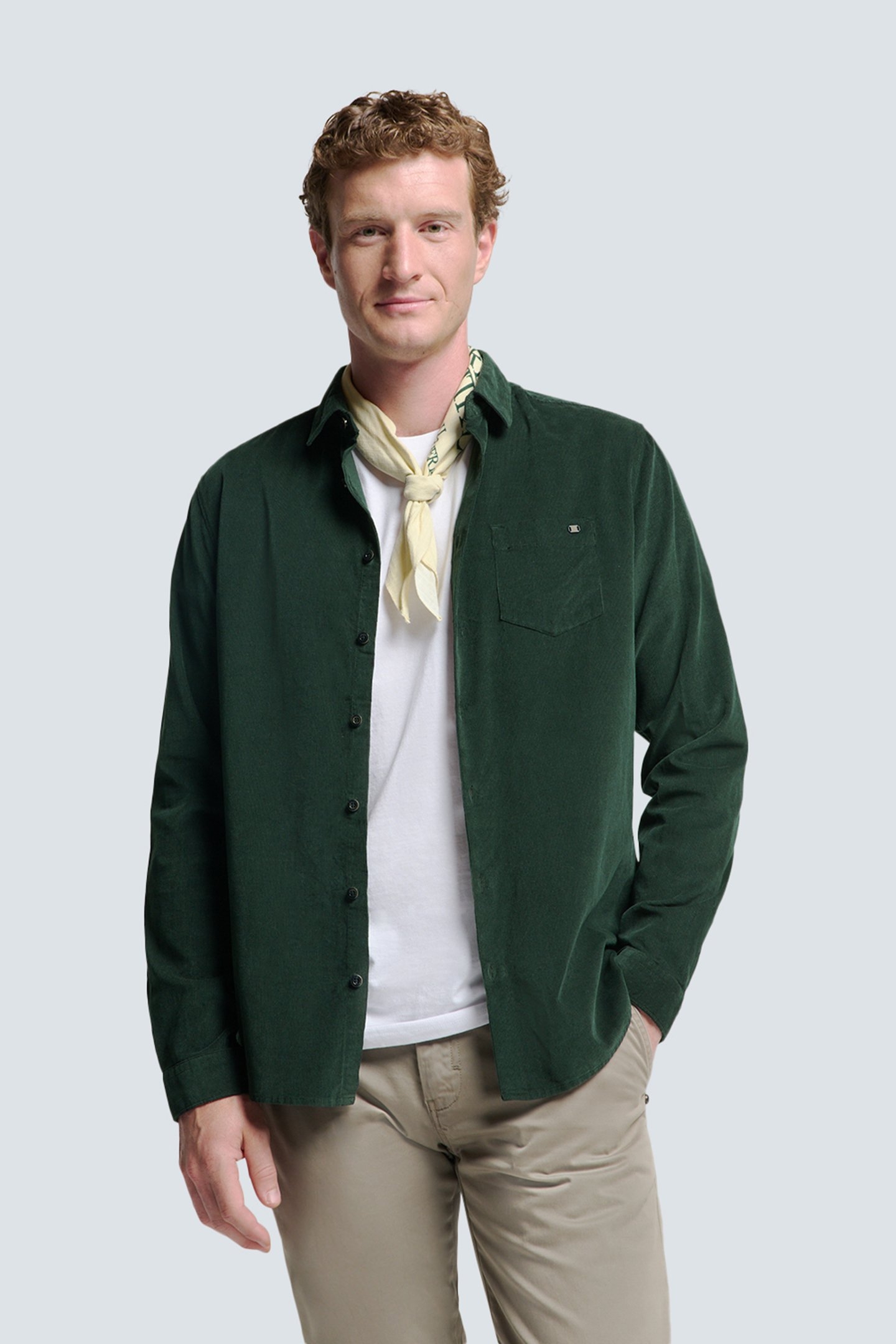 SHIRT CORDUROY SOLID DARK GREEN 1