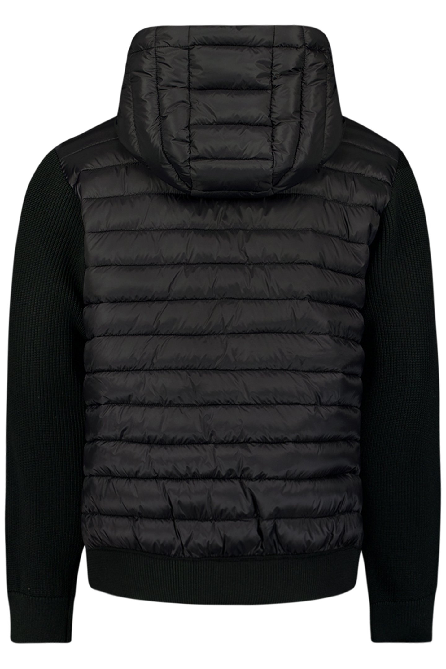 JACKET HOODED PADDED MIX WITH KNIT BLACK 2