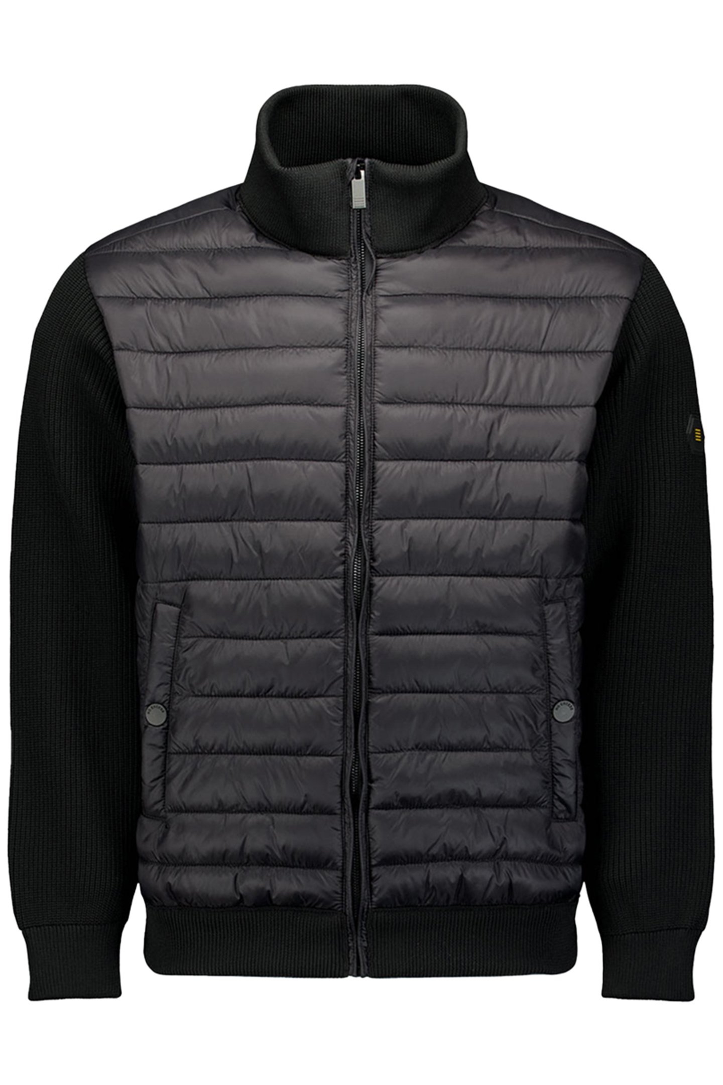 JACKET STAND UP COLLAR PADDED MIX WITH KNIT BLACK 1