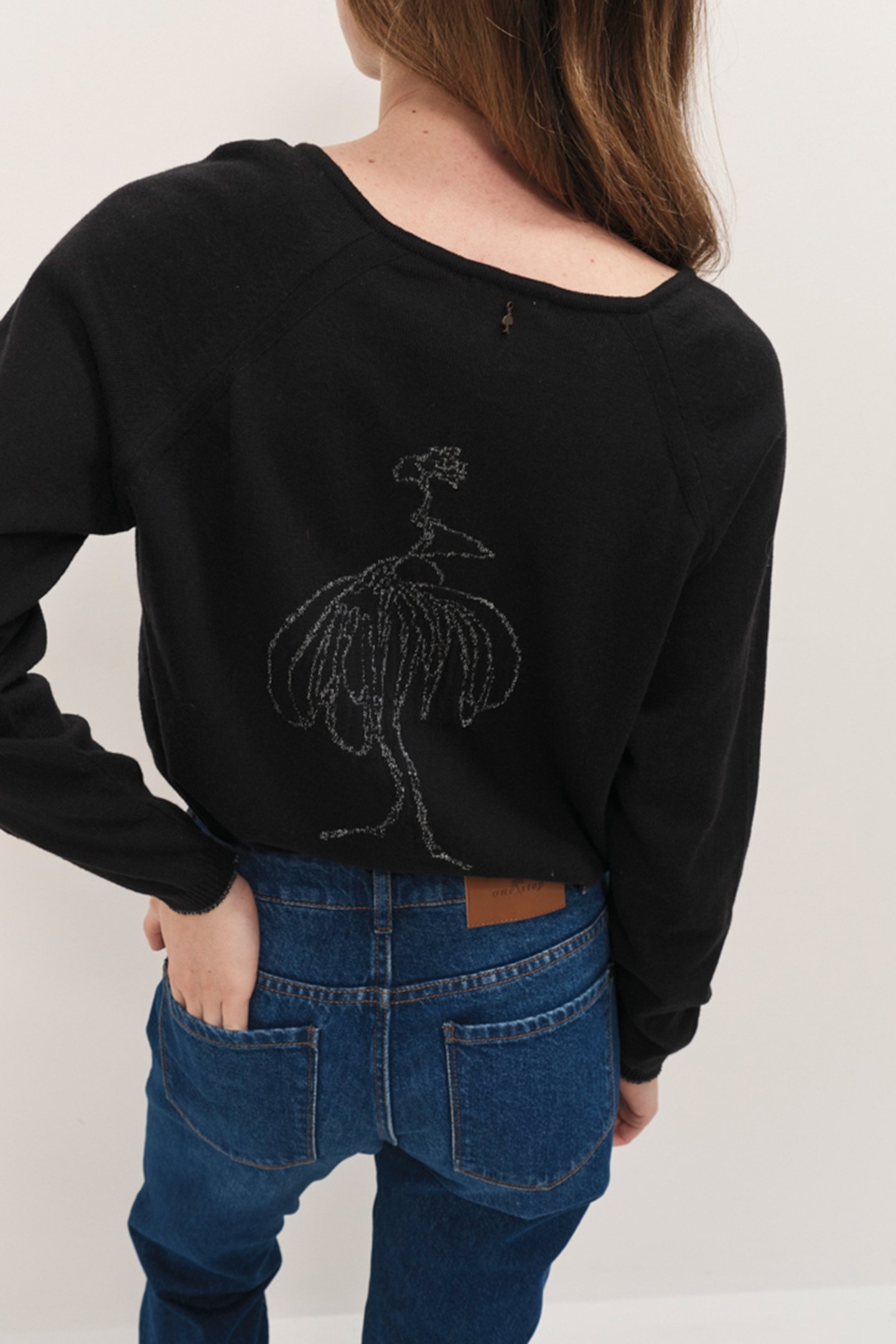 TOWSVILLE - BLACK FANCY KNIT SWEATER WITH LUREX INTARSIA DAN 2