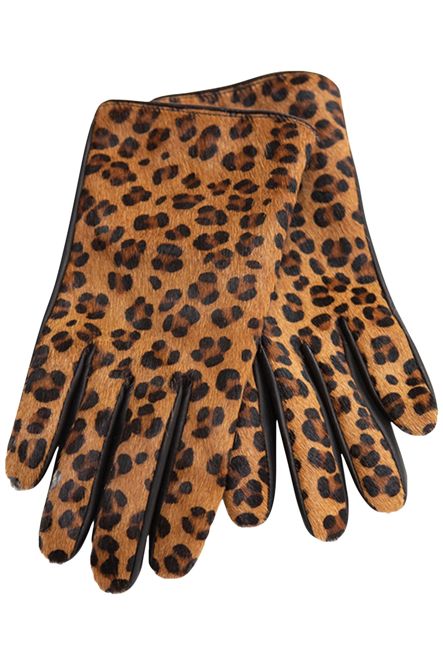 ASTRIO - TOFFEE LEATHER GLOVES WITH FOAL EFFECT AND LEOPARD  4