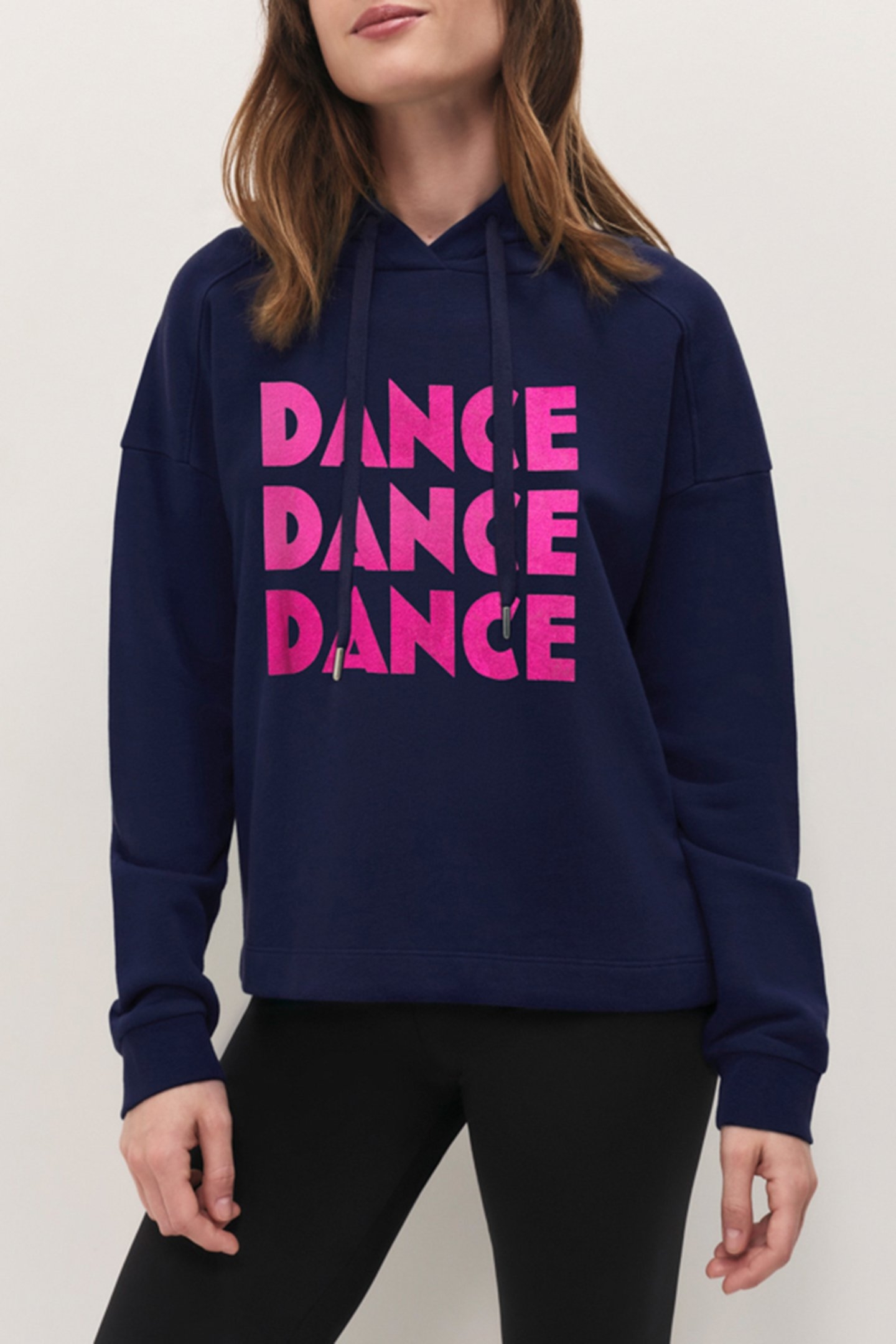 MAORI - NAVY BLUE HOODIE WITH FLOCKED VELVET DANCER PRINT 1
