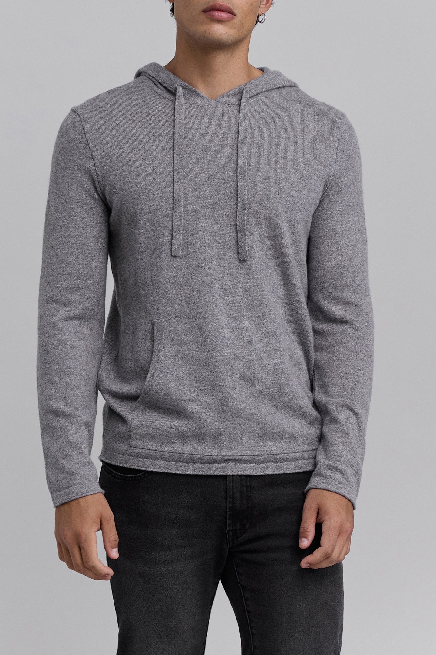GREY PURE CASHMERE HOODIE 1