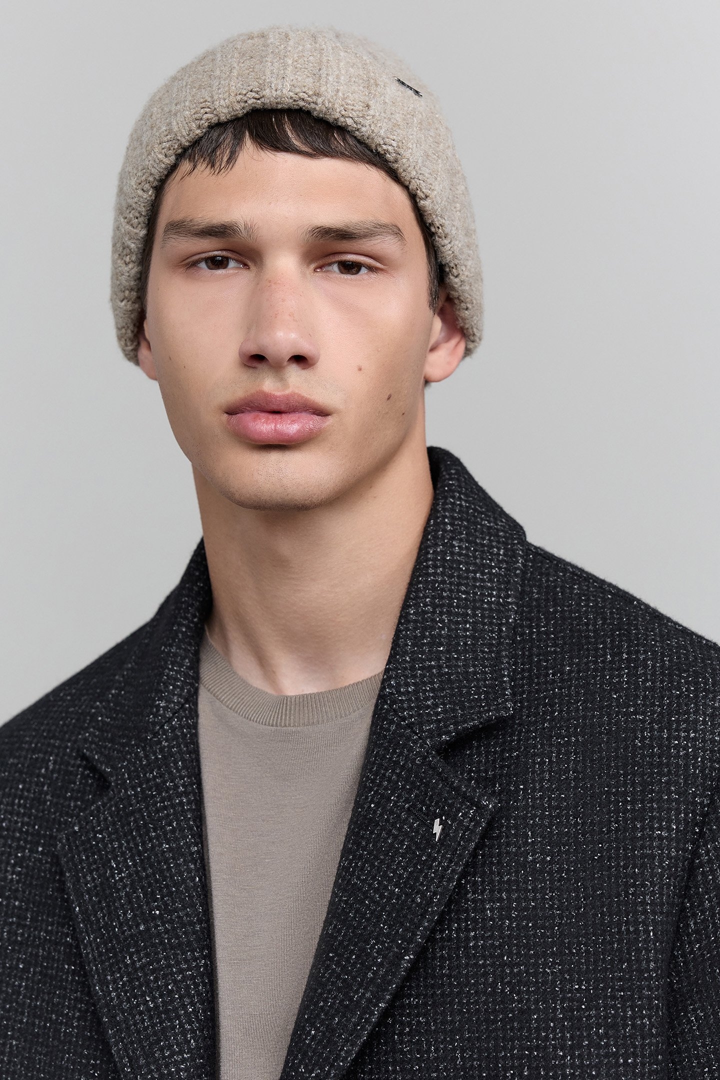 ANTHRACITE WOOL FAUX-PLAIN COAT 4