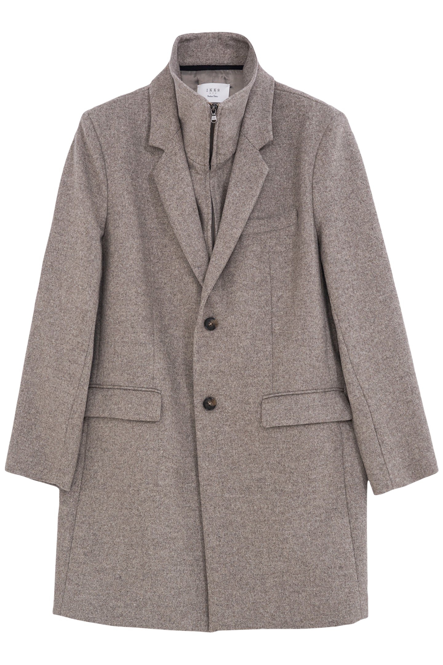 GREY WOOL COAT WITH REMOVABLE FACINGS 4