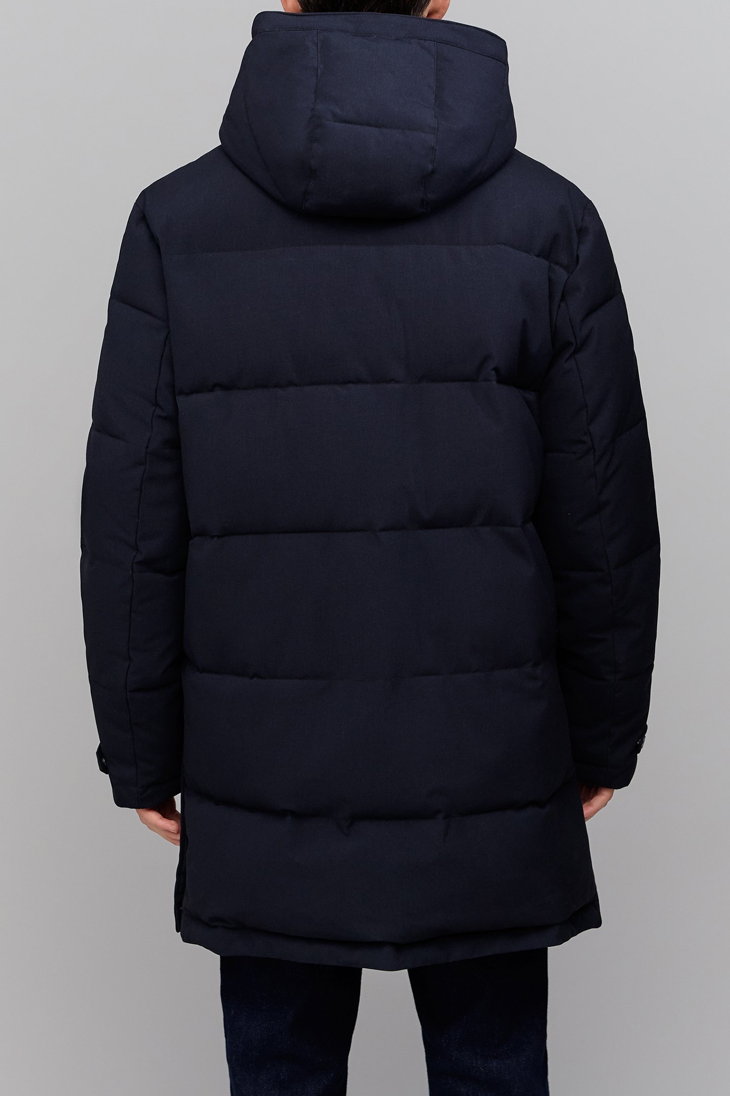 LONG NAVY QUILTED DOWN JACKET 2