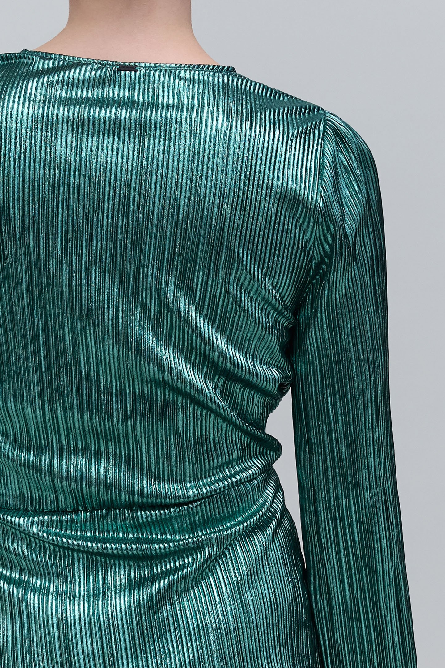 METALLIC EMERALD PLEATED DRESS 6