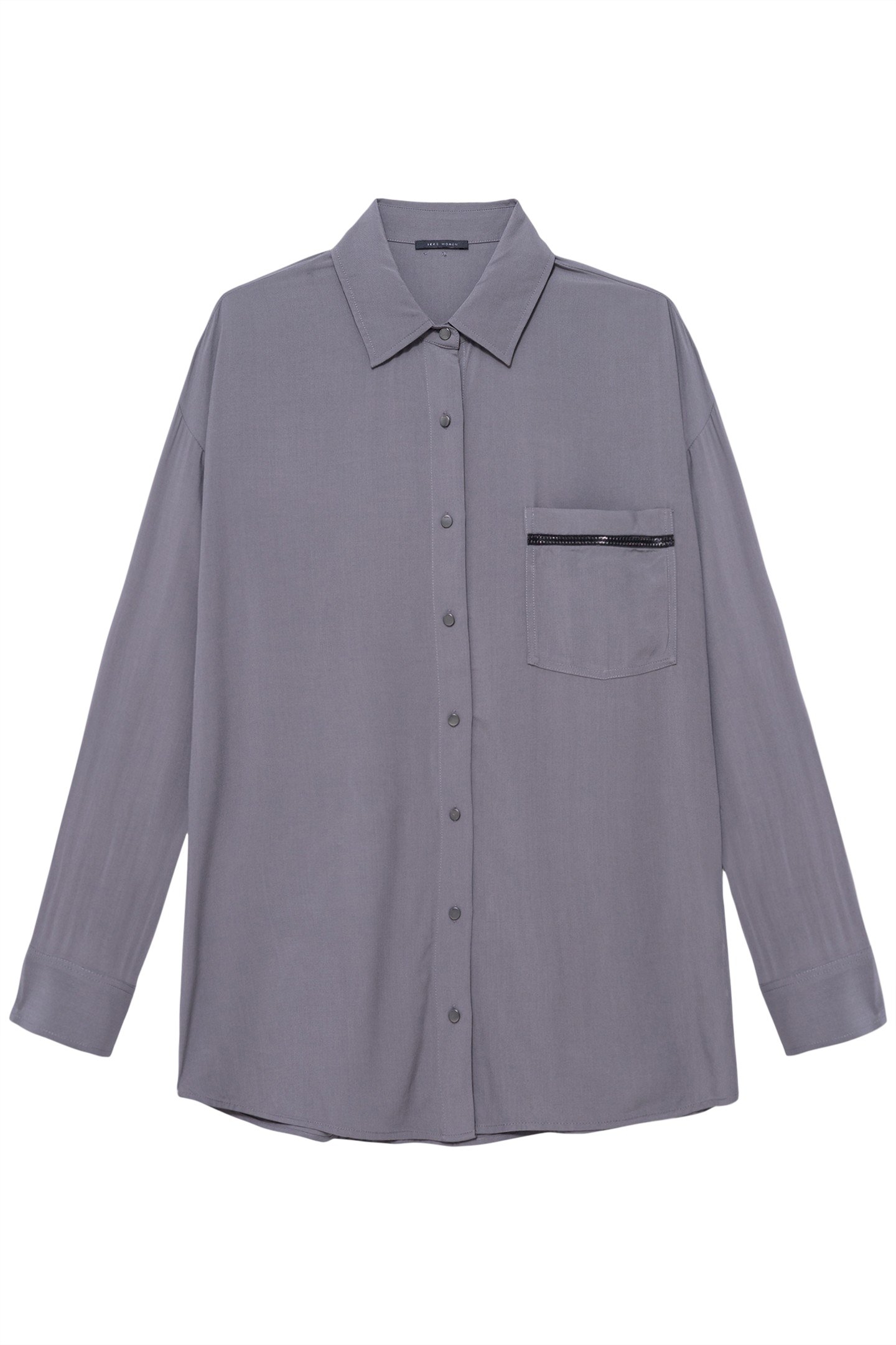 MEDIUM GRAY OVERSIZED SHIRT WITH JEWEL DETAIL 1