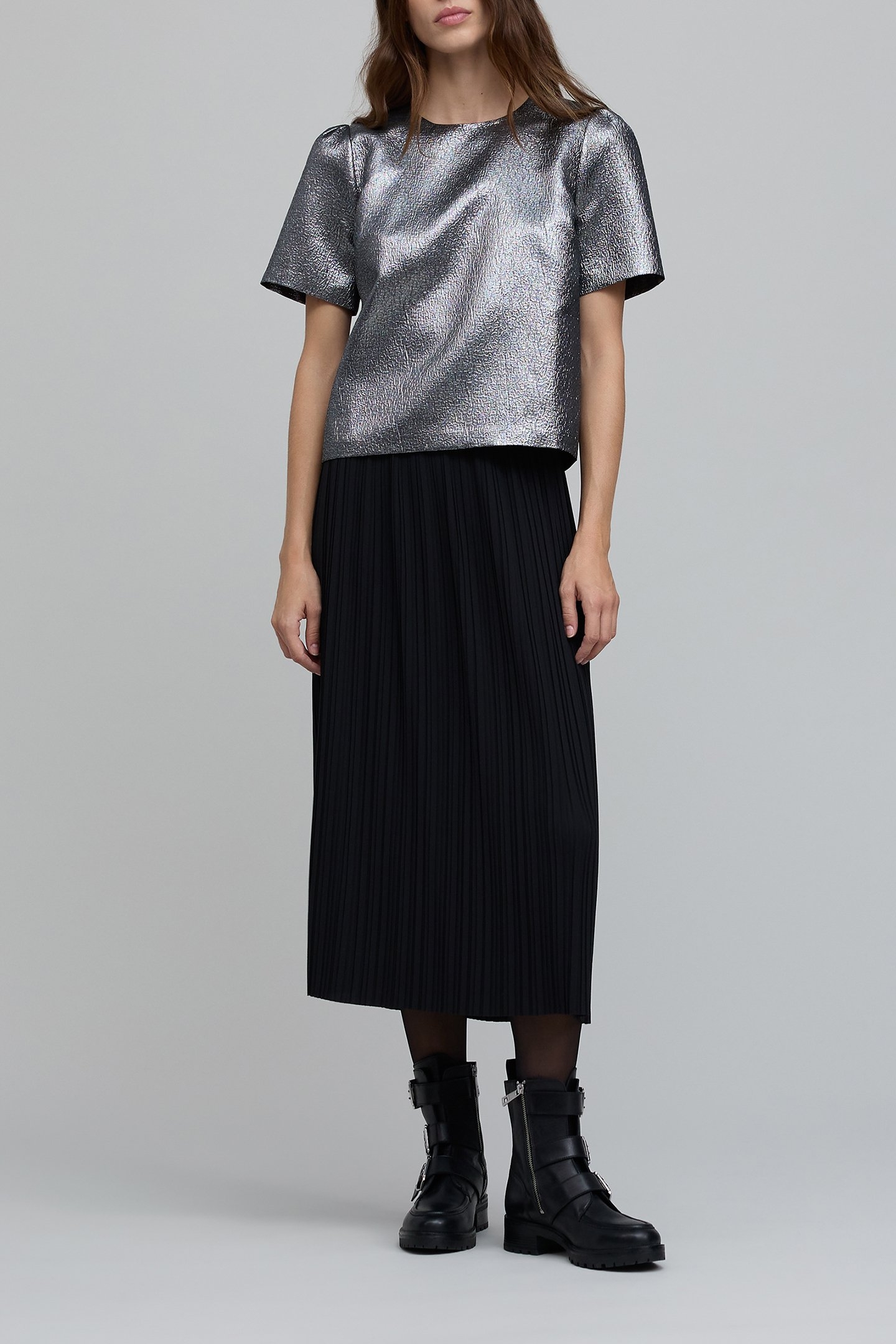 BLACK PLEATED MIDI SKIRT 3