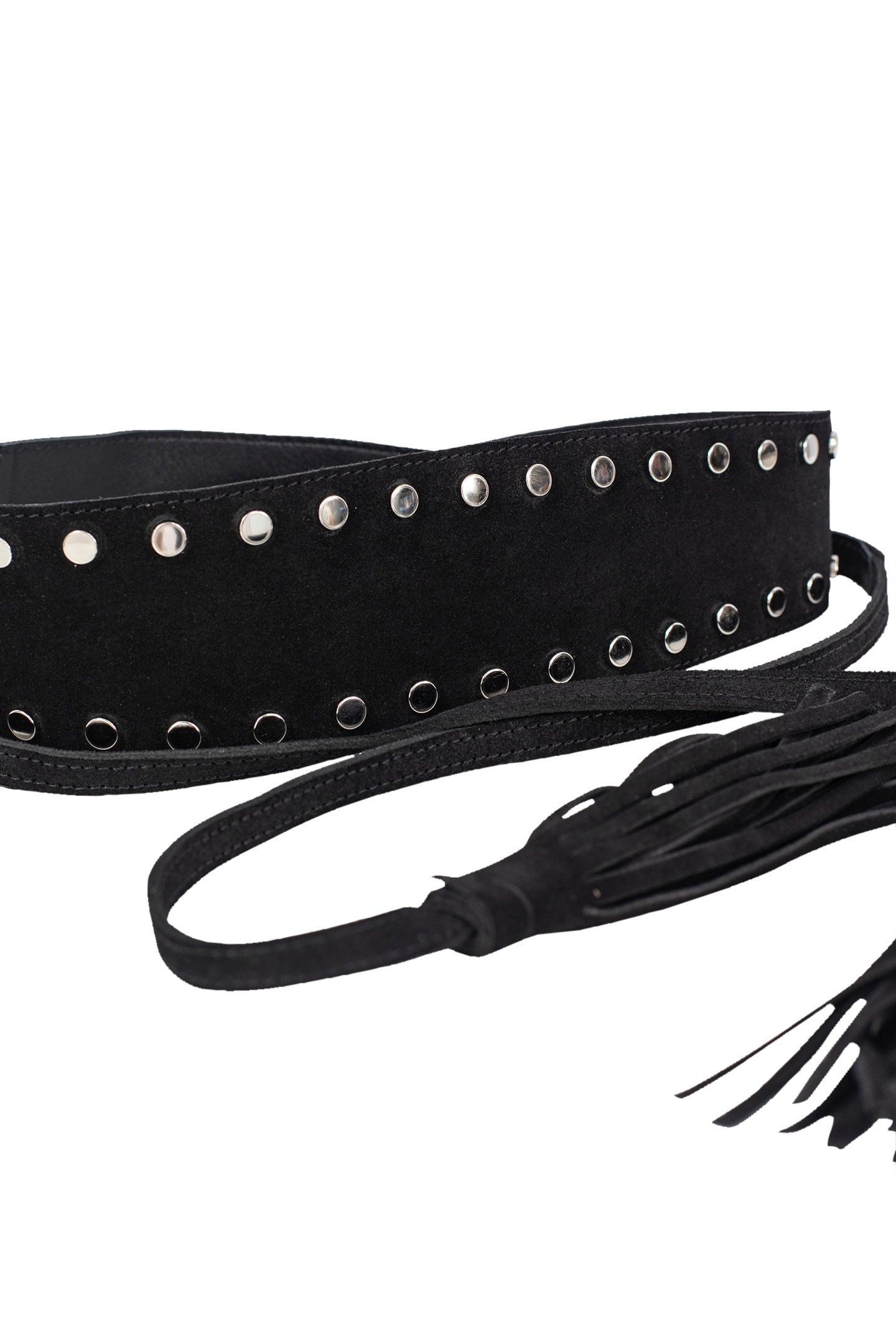 BLACK STUDDED SUEDE WIDE BELT 4