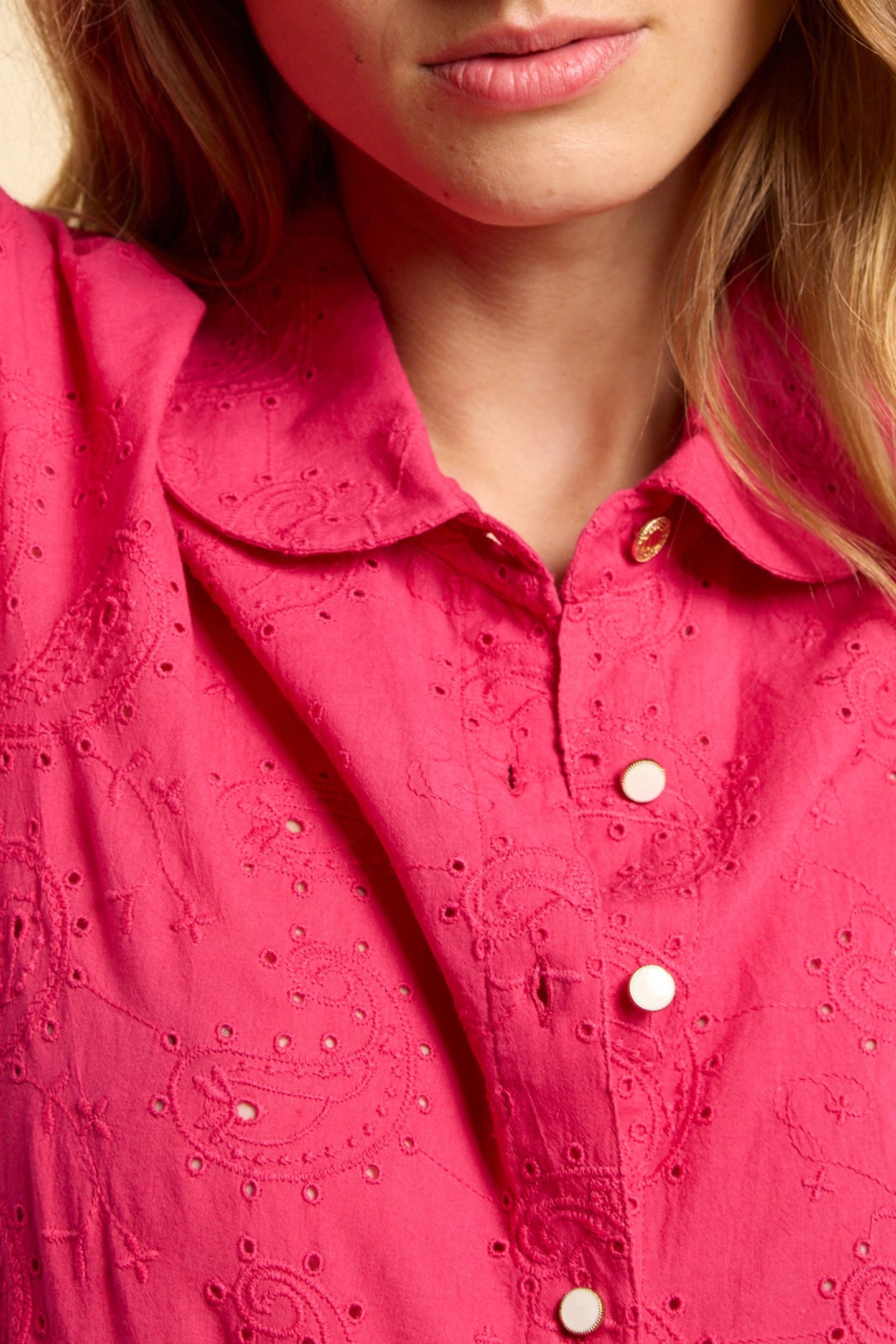 MAGENTA EYELET EMBROIDERY SHIRT 6