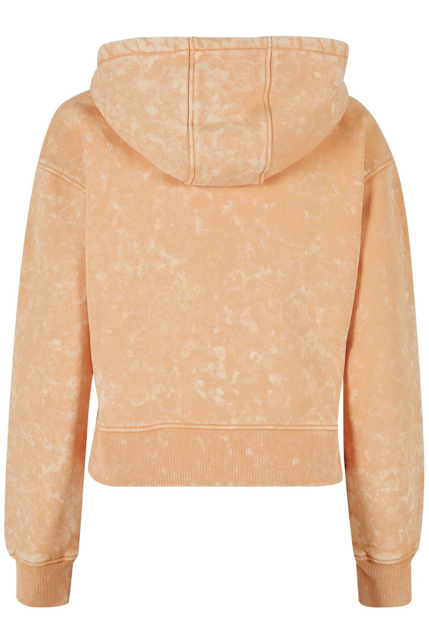 LADIES SHORT OVERSIZED TOWEL WASHED ZIP HOODY PALE ORANGE 2