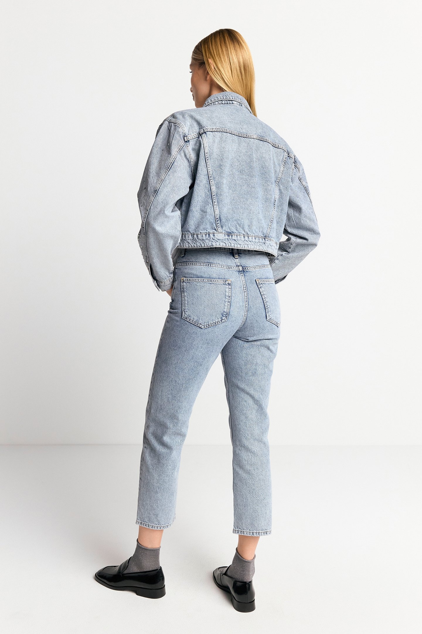 RHINESTONE DENIM JACKET ORGANIC DENIM BLUE 3