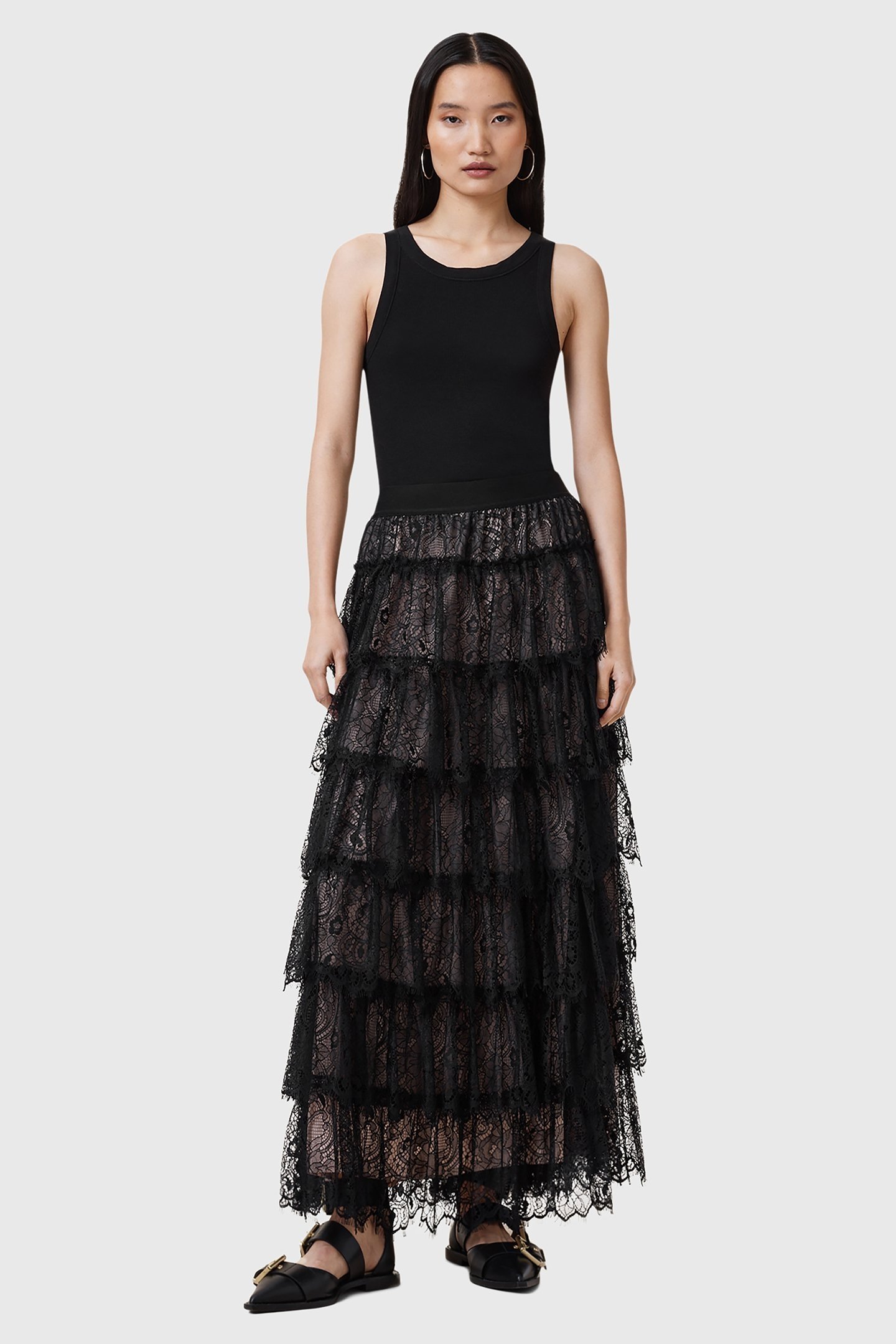 RORY LACE MAXI SKIRT BLACK 3