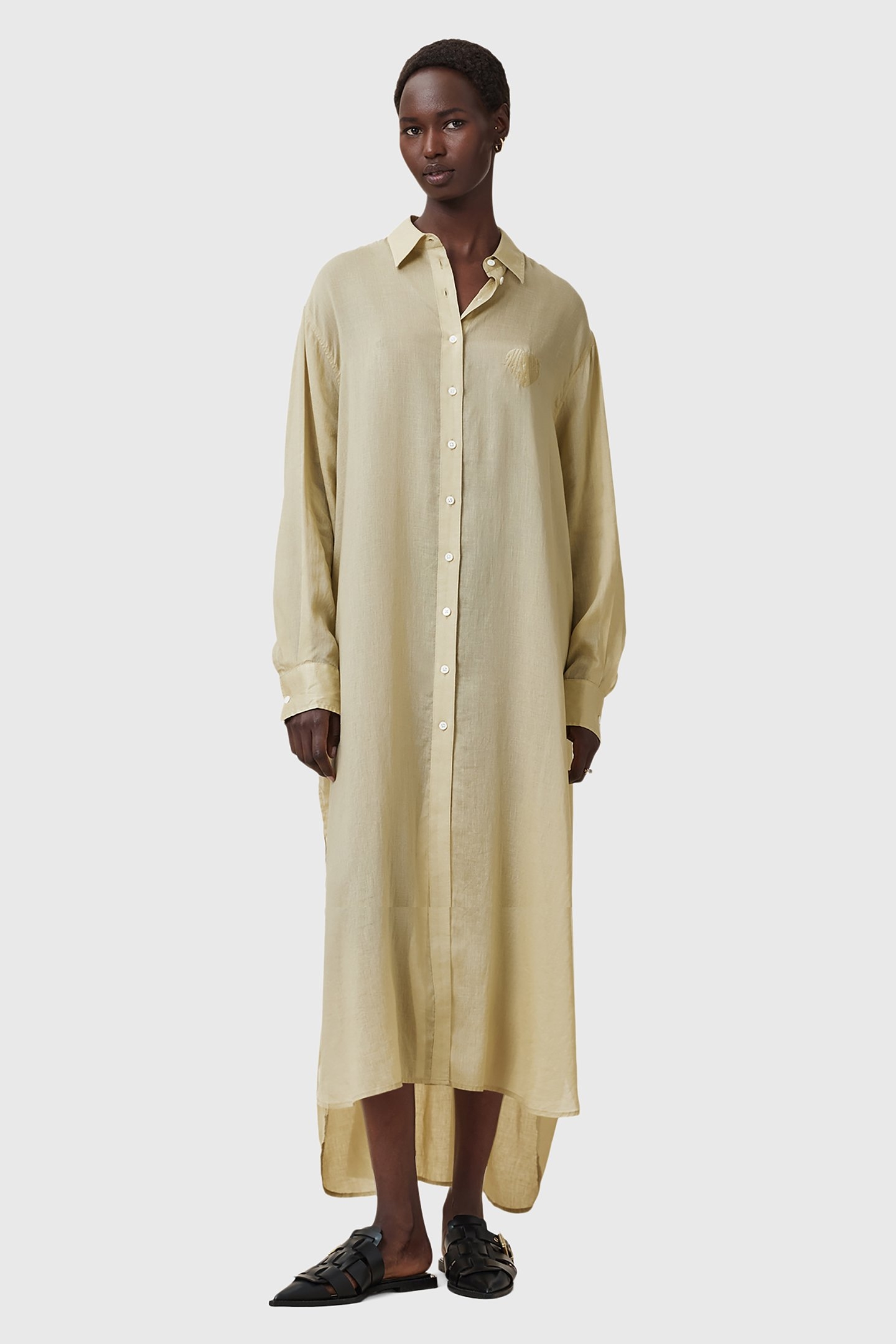 EZRA SHIRT DRESS OLIVE YELLOW 1