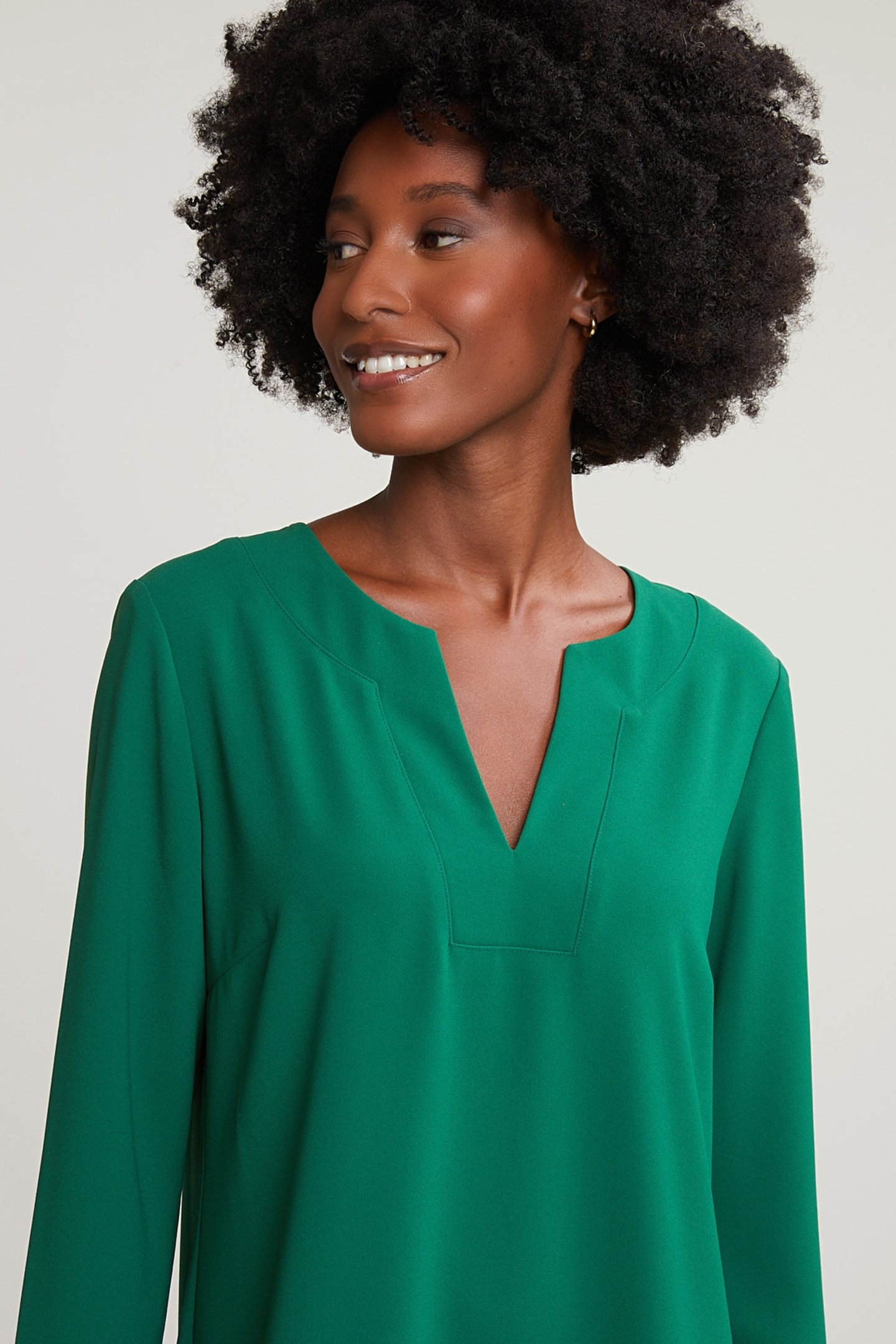 V-NECK DRESS LONG SLEEVES GREEN 3