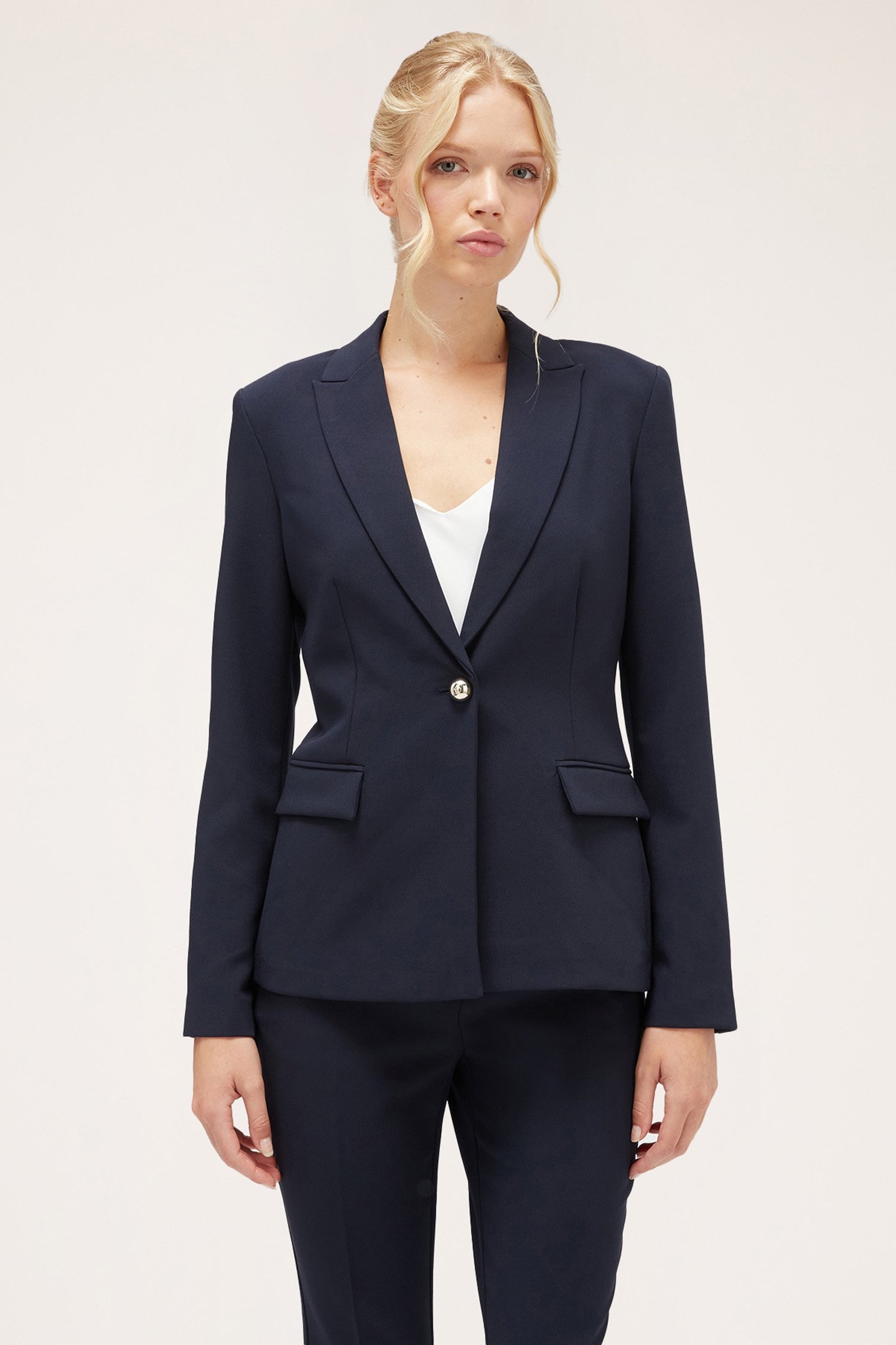 SINGLE-BREASTED CREPE FABRIC BLAZER BLUE 1