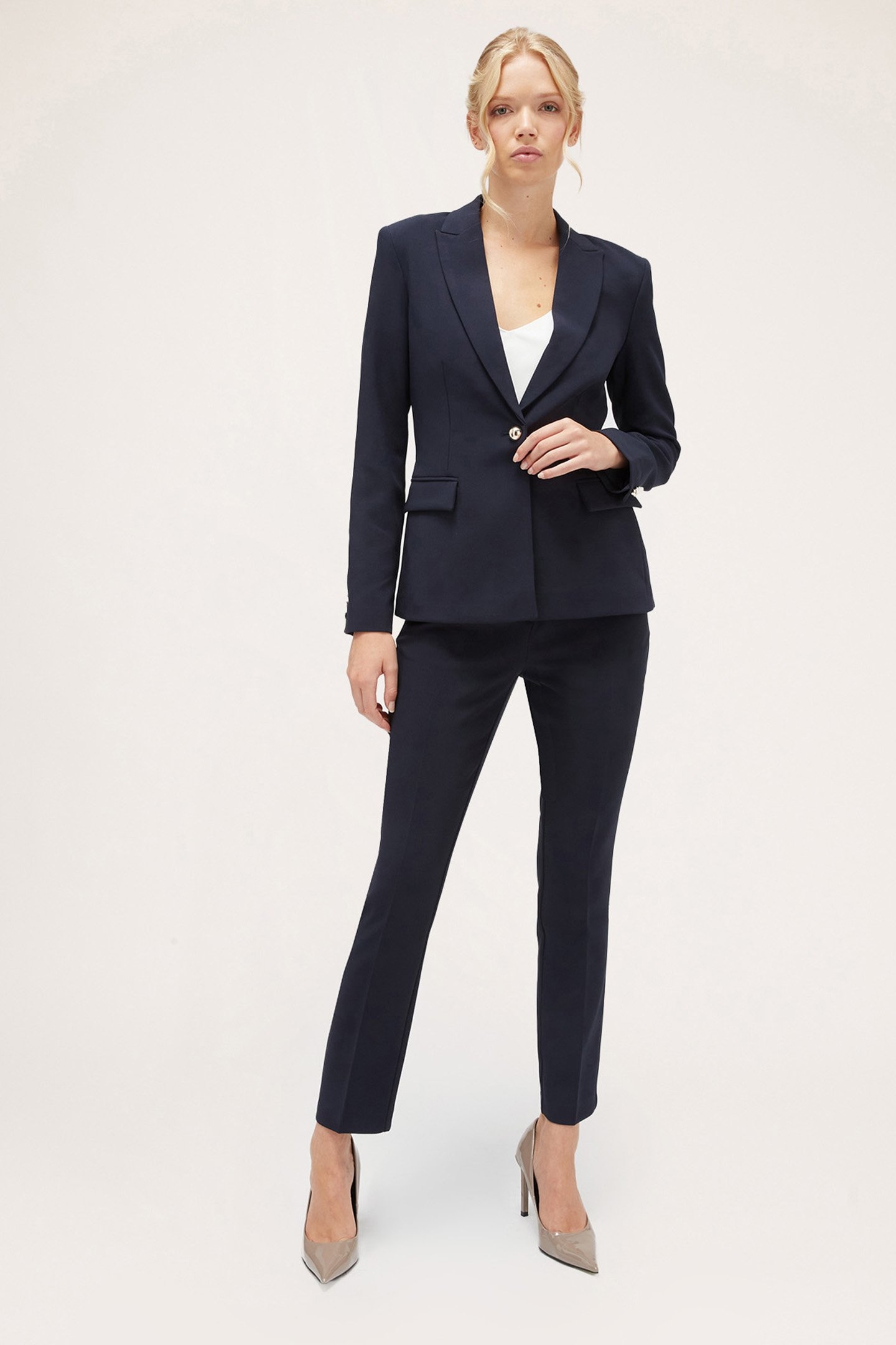 SINGLE-BREASTED CREPE FABRIC BLAZER BLUE 3