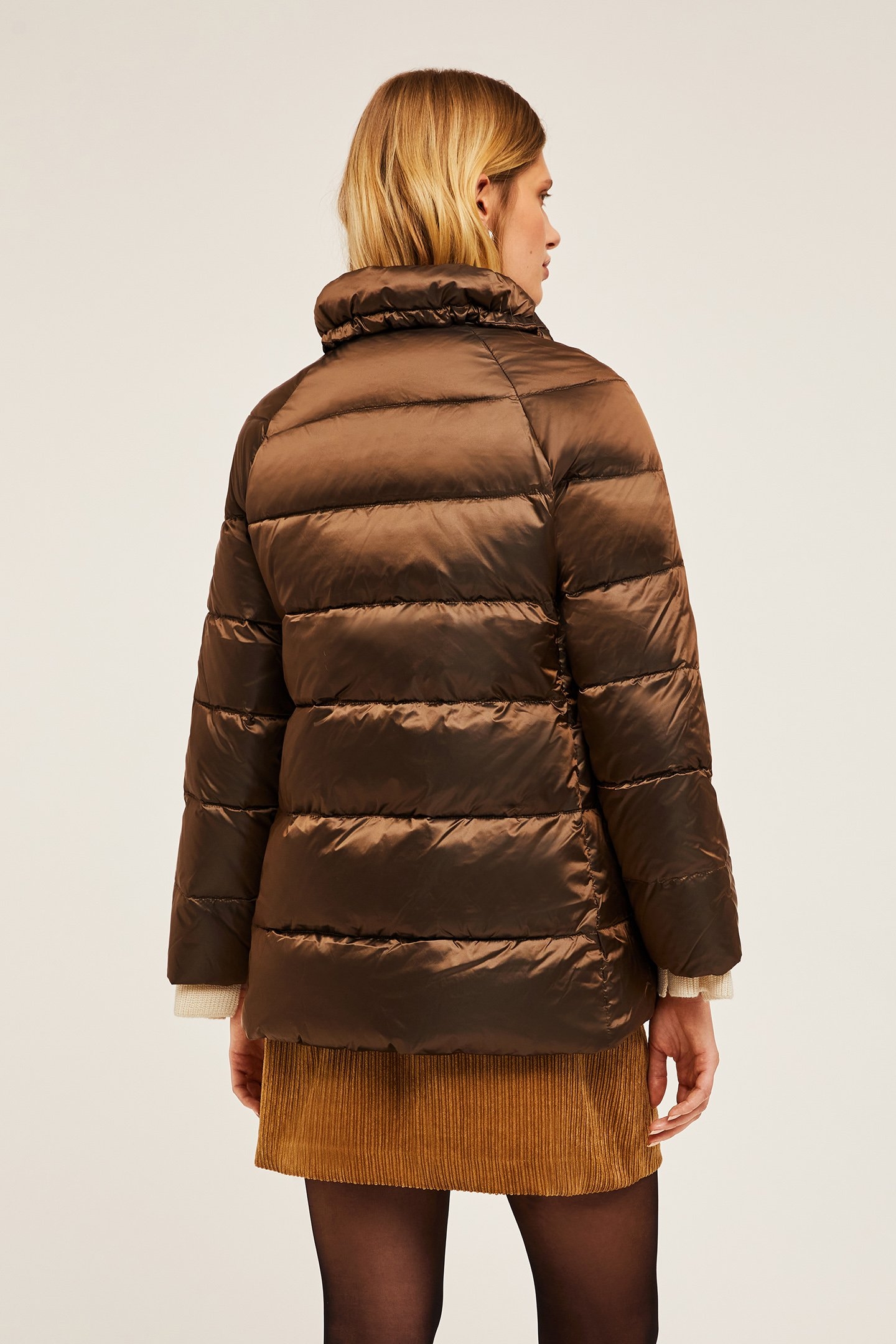 QUILTED NYLON JACKET WITH PADDING BROWN 2