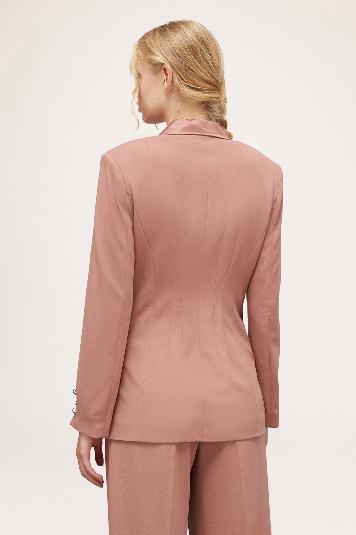 SINGLE-BREASTED JACKET WITH SATIN INSERTS PINK 2