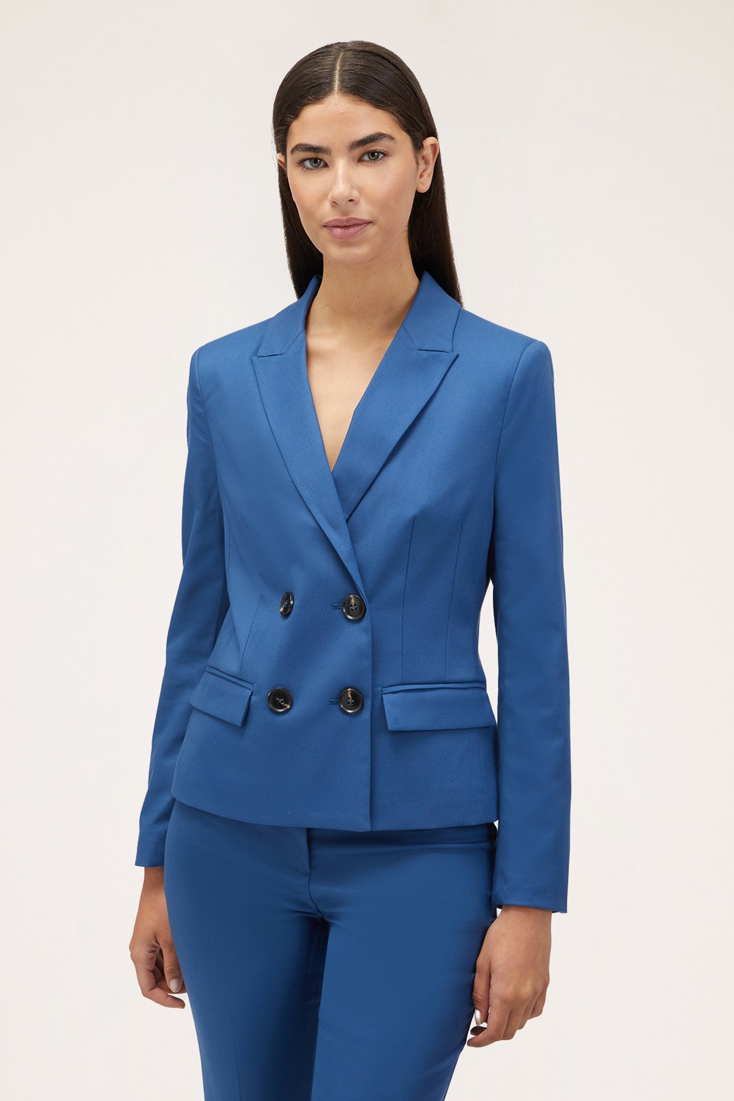 POLYVISCOSE DOUBLE-BREASTED JACKET BLUE 1
