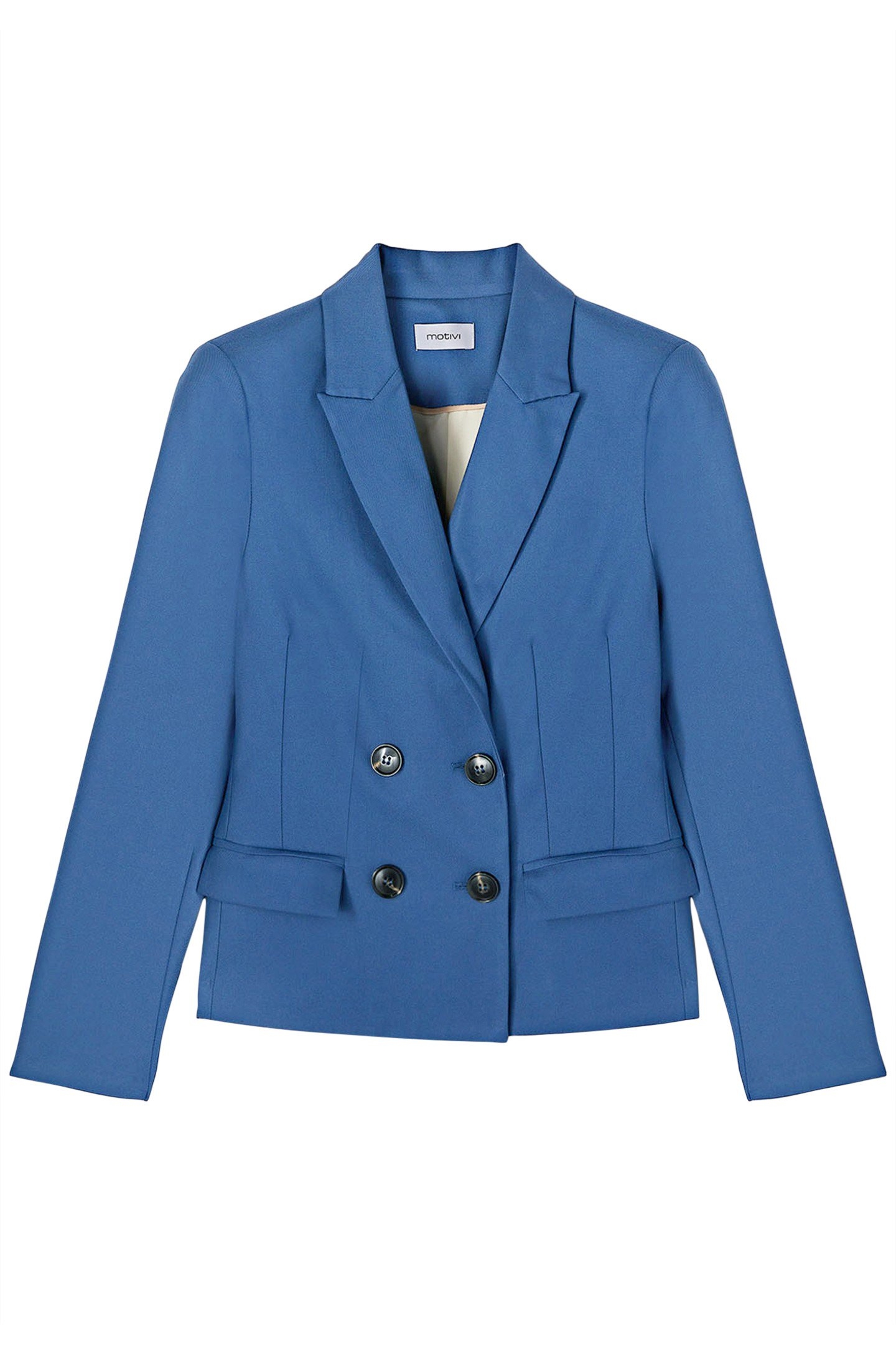 POLYVISCOSE DOUBLE-BREASTED JACKET BLUE 4