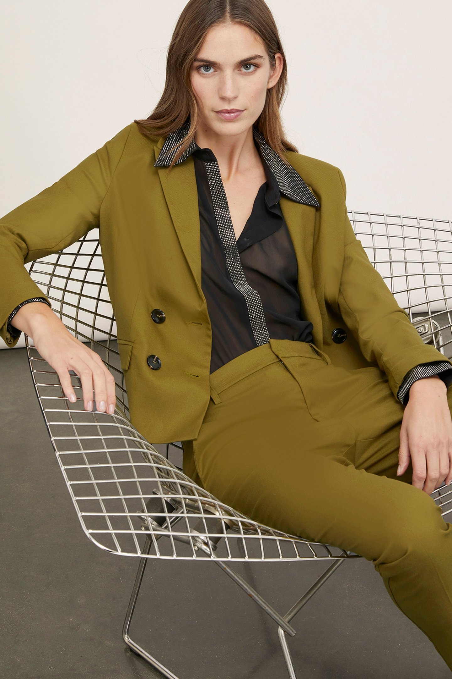 POLYVISCOSE DOUBLE-BREASTED JACKET LIGHT GREEN 4