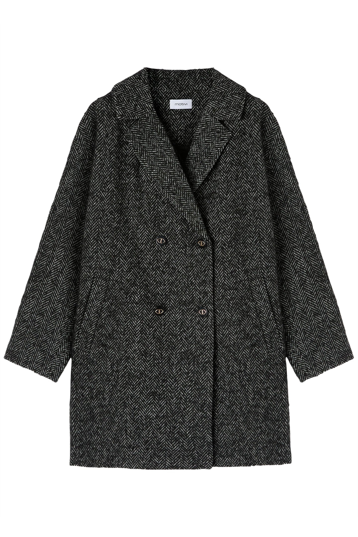 DOUBLE-BREASTED WOOL BLEND COAT BLACK 4