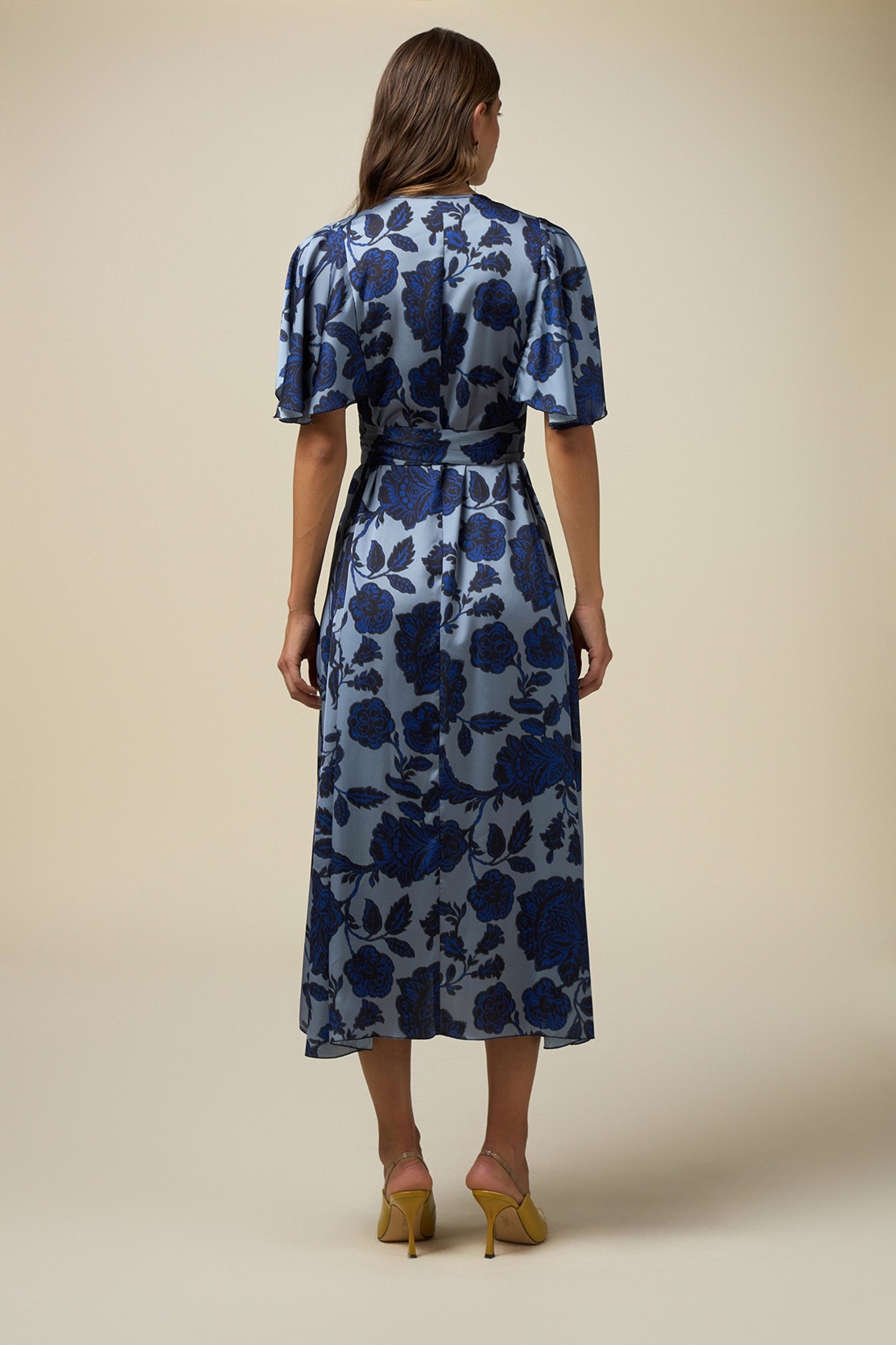 PATTERNED SATIN MIDI DRESS BLUE 2