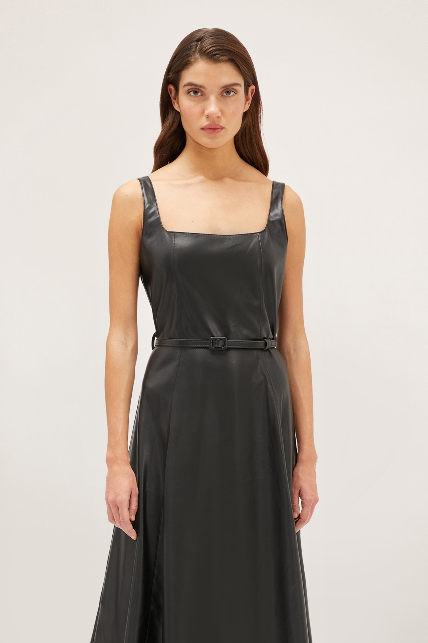 COATED FABRIC MIDI DRESS BLACK 4