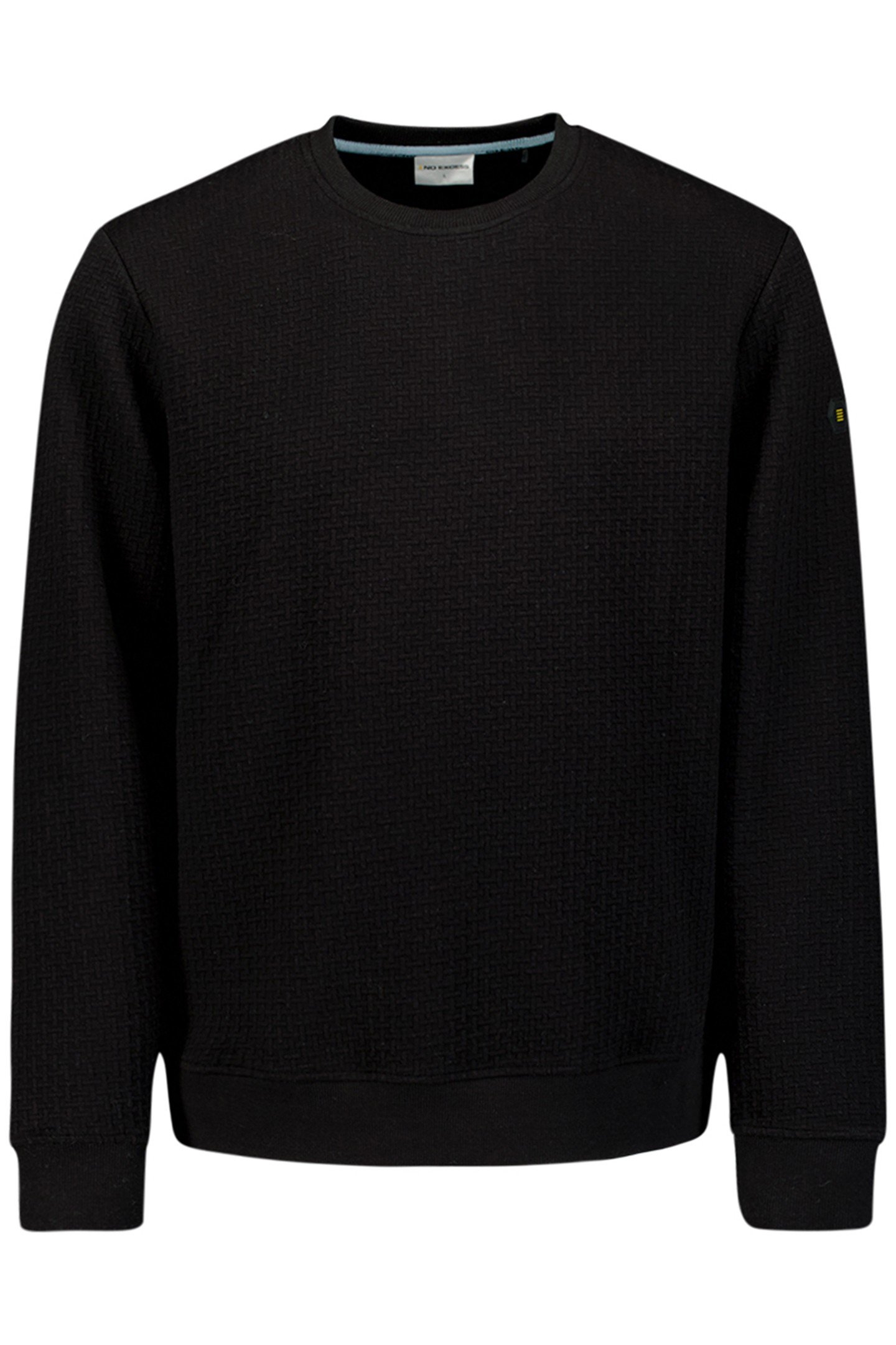 SWEATER CREWNECK DOUBLE LAYER JACQUARD STRETCH BLACK 1