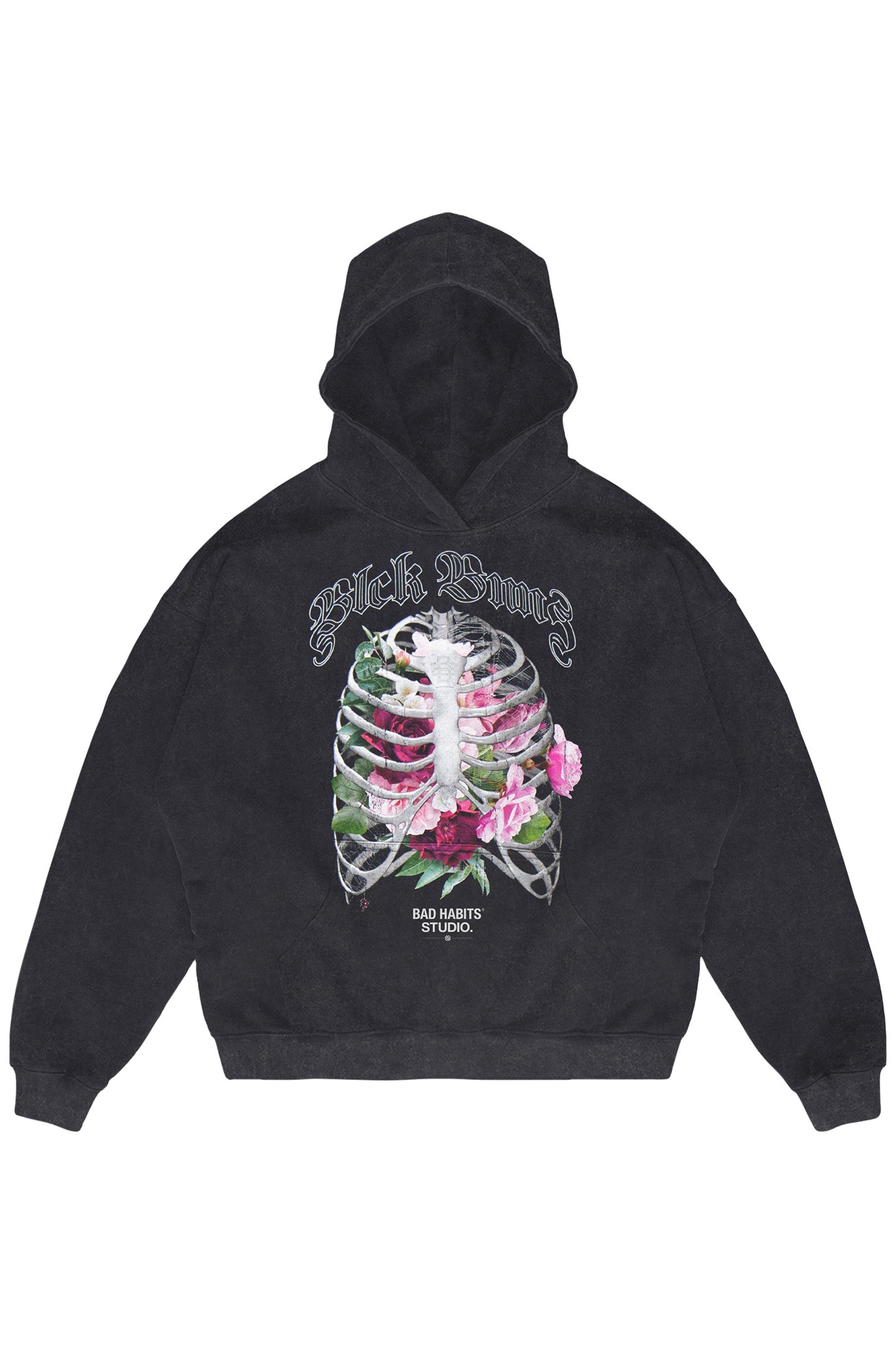 RIBCAGE HOODIE WASHED BLACK 4