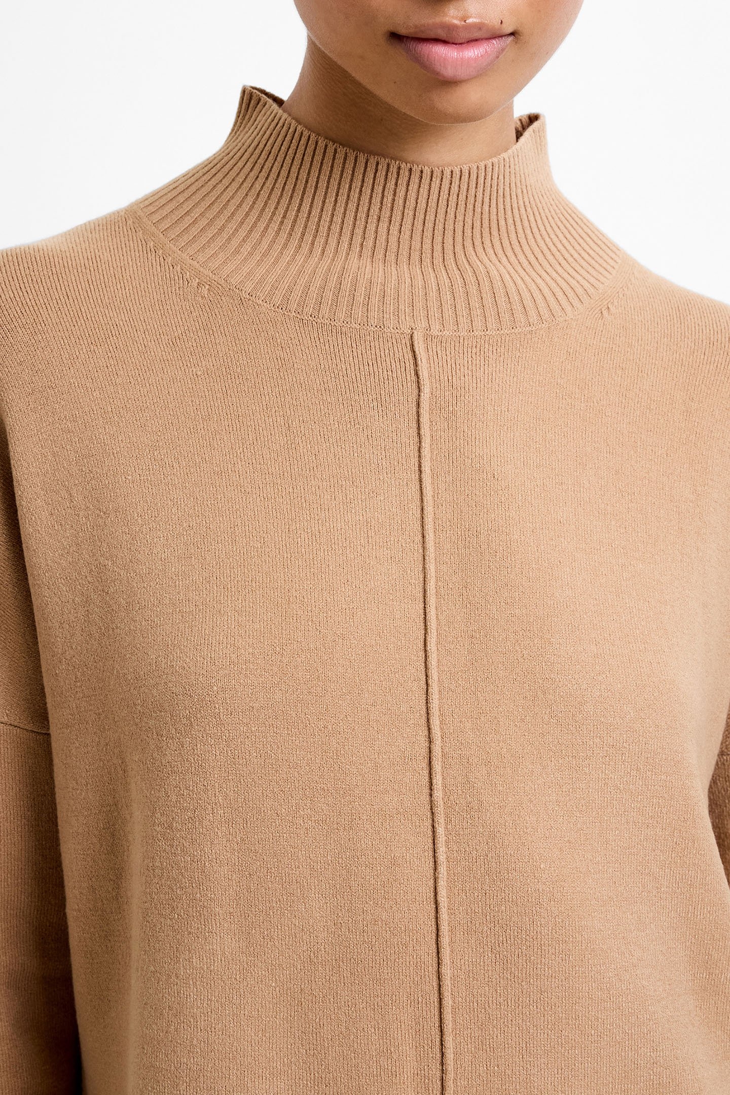 BABYSOFT ROLL NECK KNIT DRESS CAMEL 4