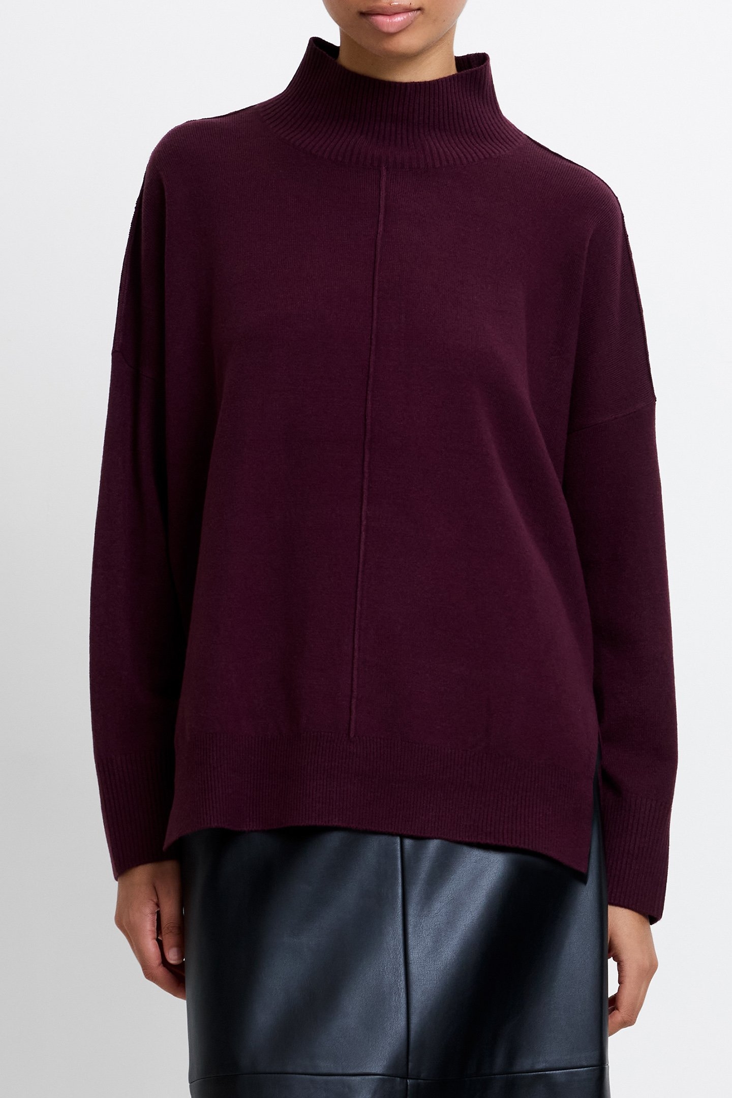 BABYSOFT HIGH NECK SEAM JUMPER BURGUNDY RED 1