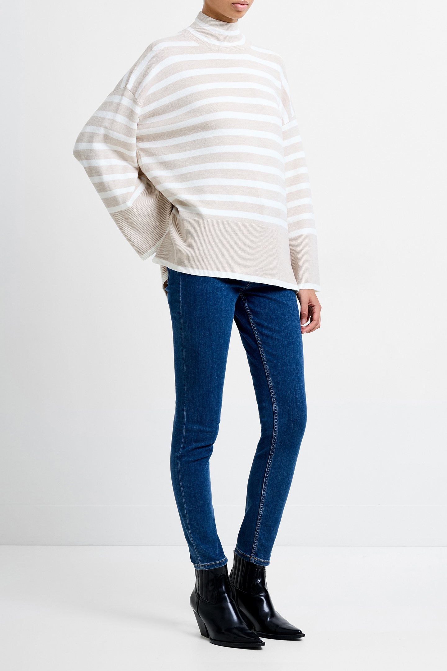 BABYSOFT HIGH NK SD SPLIT JMPR OATMEAL MEL/WINT WHT 3