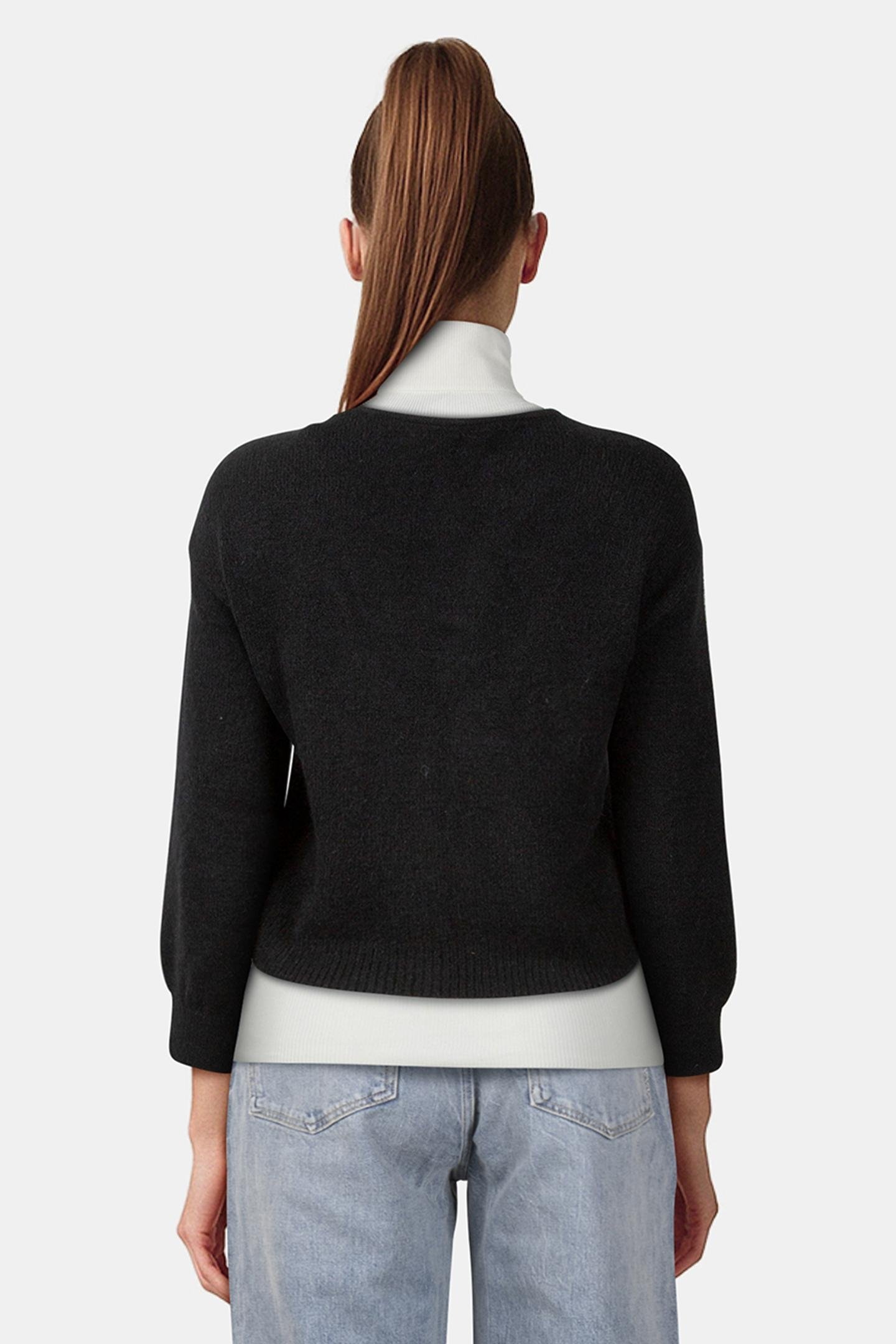 TAIGA - BLACK REVERSIBLE KNIT CARDIGAN, FRONT/BACK 3