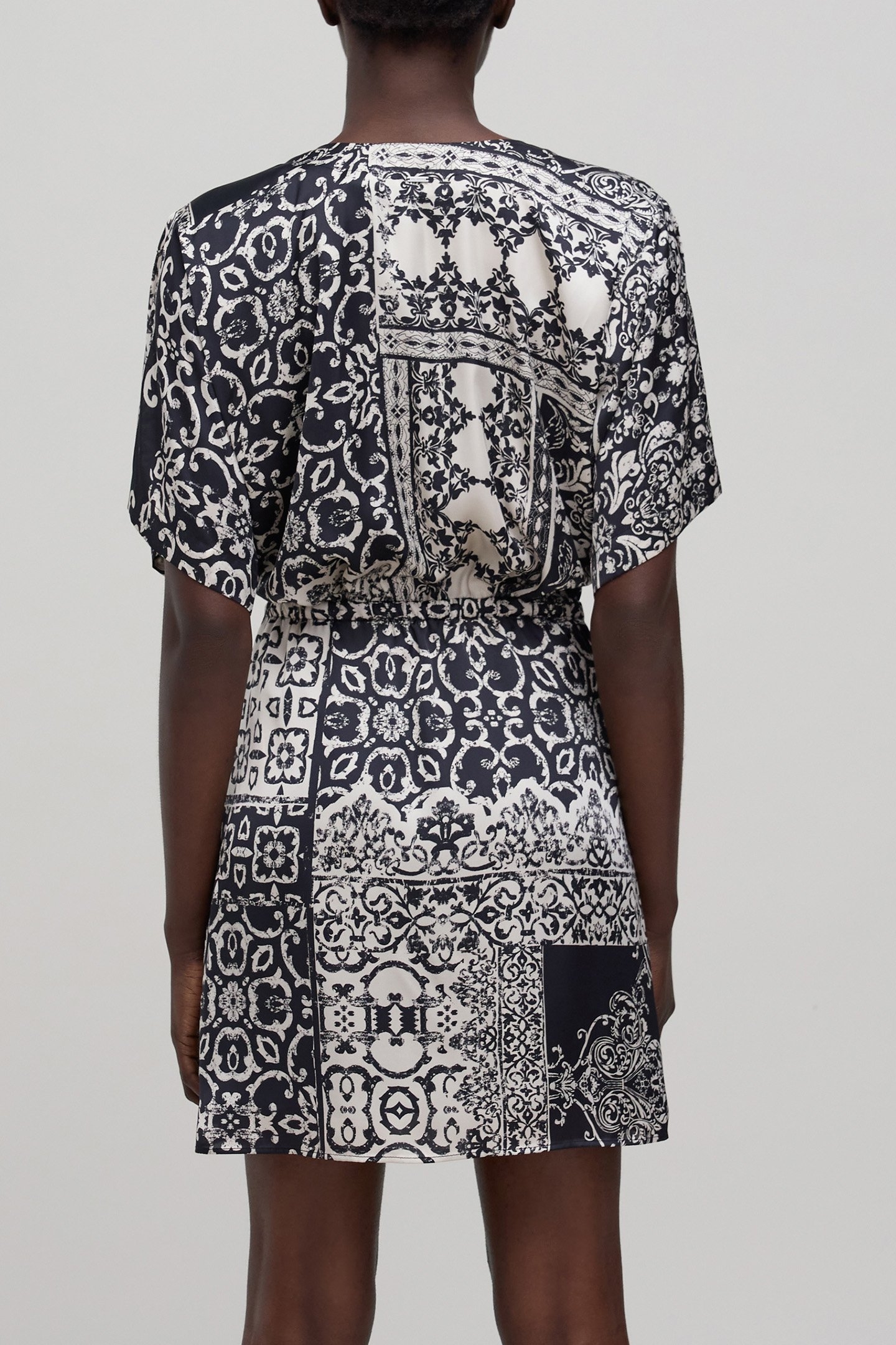 BLACK PATCHWORK SCARF DRESS BLACK 2