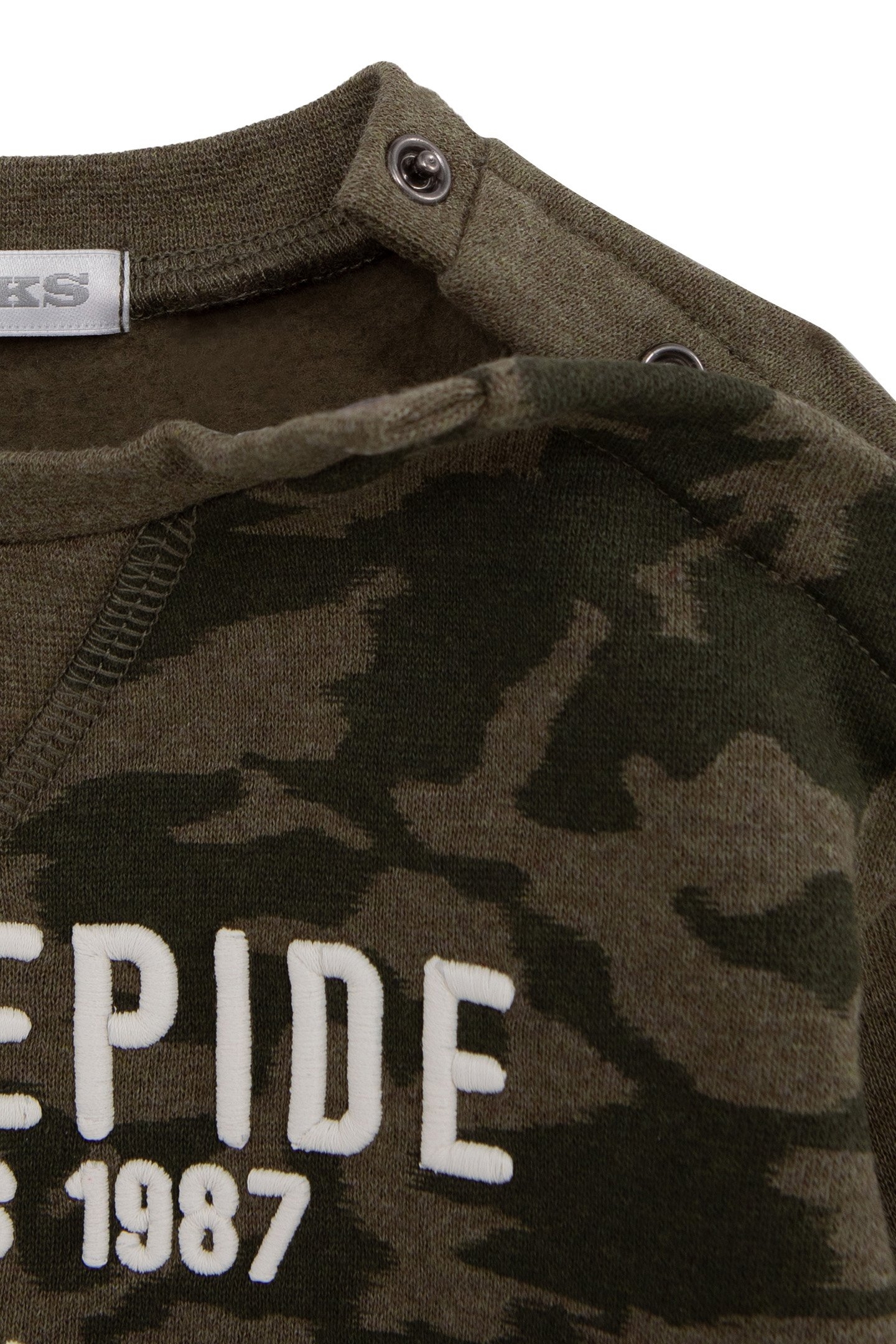 BABY BOY'S KHAKI CAMOUFLAGE SWEATSHIRT, EMBROIDERED SLOGAN 5