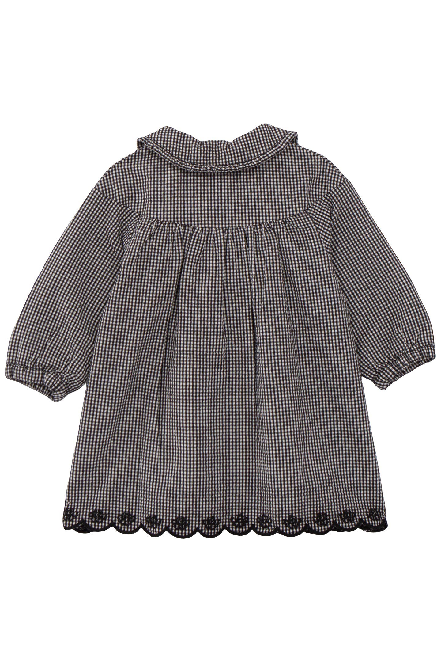 BABY GIRL DRESS IN ECRU WITH BLACK GINGHAM PATTERN 2