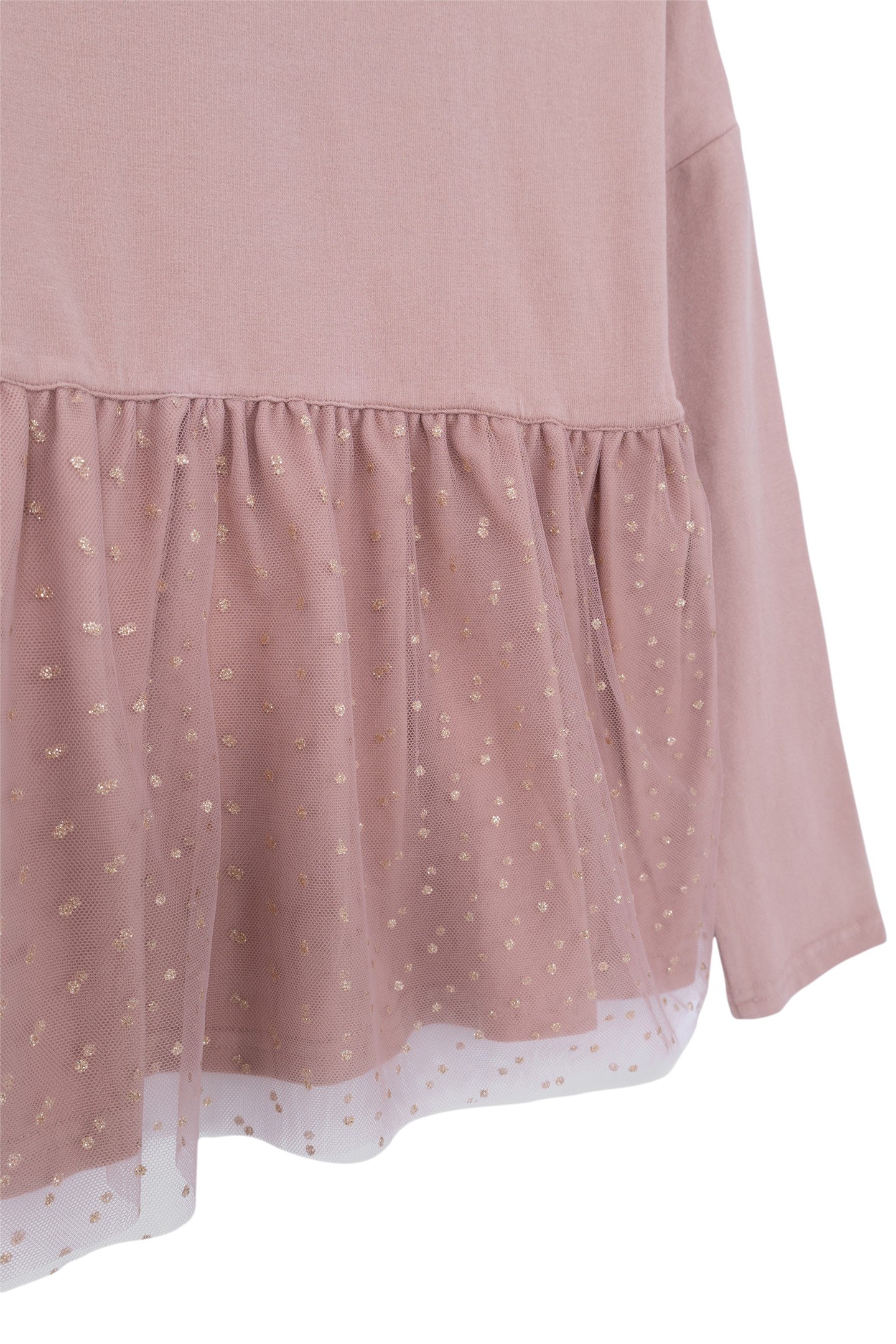 GIRL'S PINK BI-MATERIAL TULLE-PLUMETIS BACK T-SHIRT 6