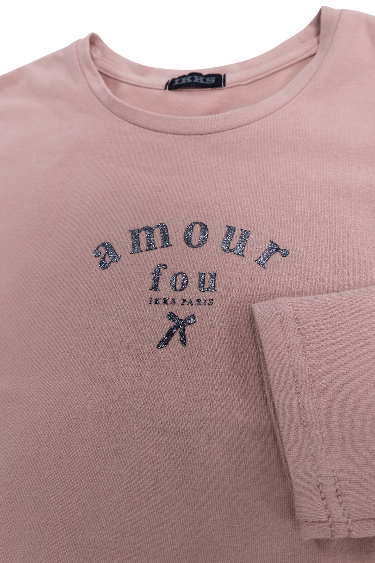 GIRL'S PINK BI-MATERIAL TULLE-PLUMETIS BACK T-SHIRT 5