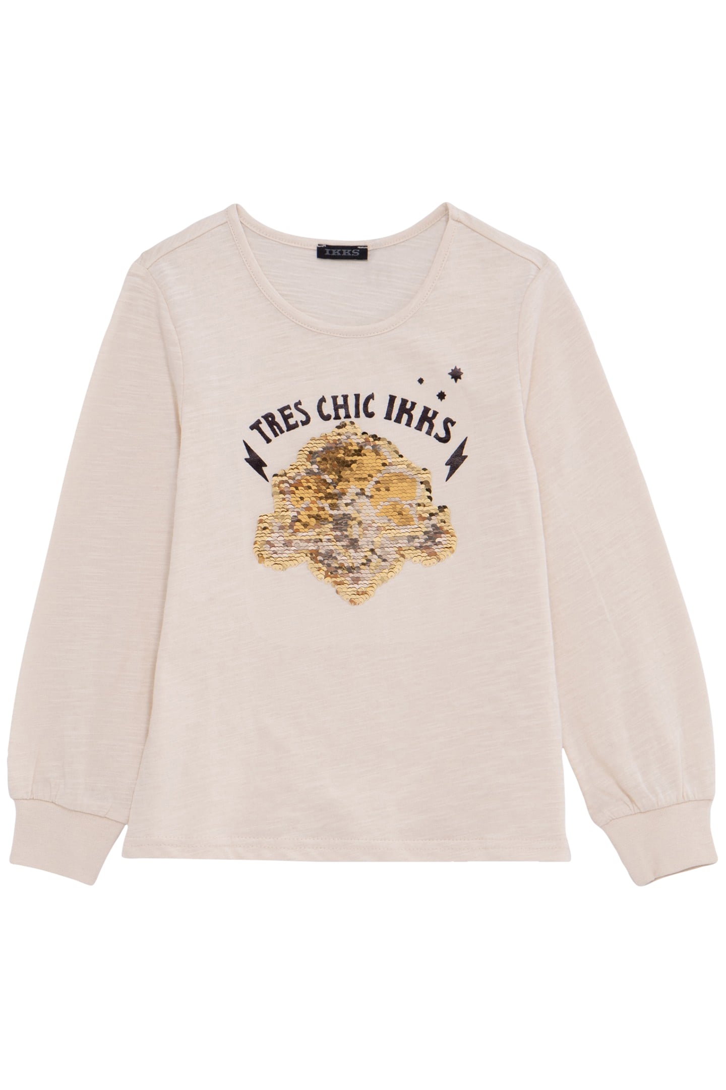 GIRL'S ECRU T-SHIRT WITH REVERSIBLE SEQUIN ART DECO IMAGE 2