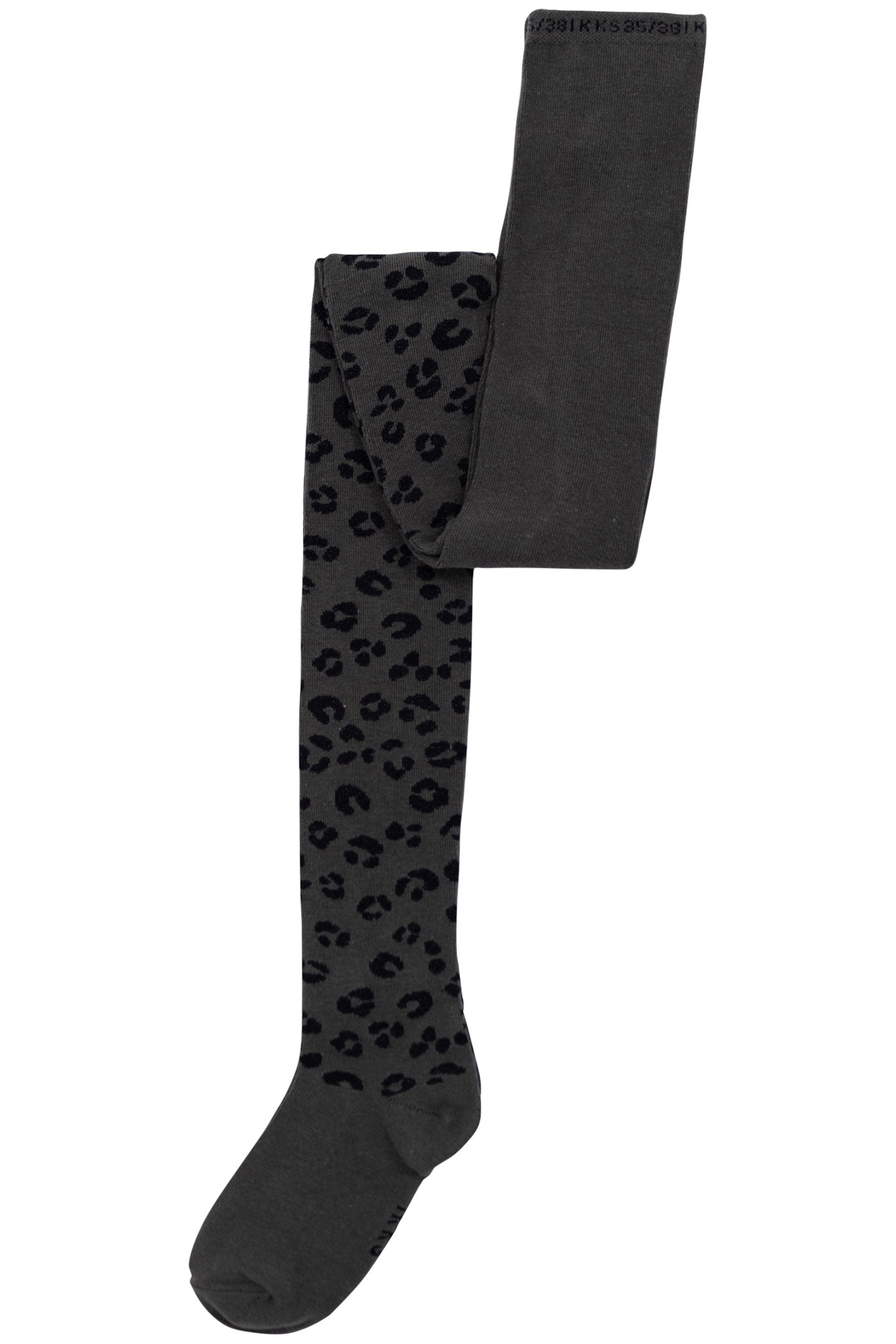 KHAKI LEOPARD PRINT KNITTED TIGHTS LUREX GIRL 1