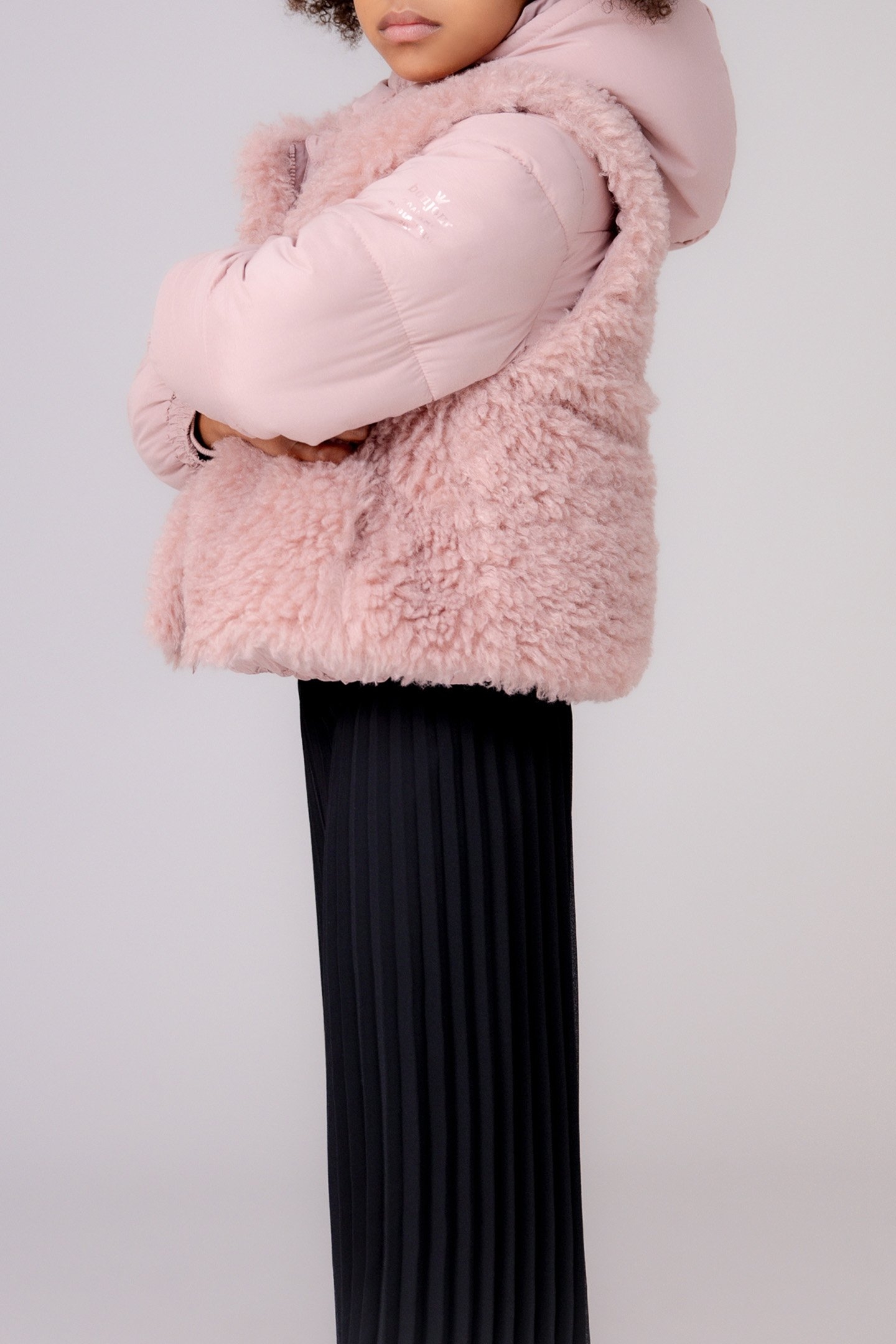 GIRL'S PINK 2-IN-1 DOWN JACKET WITH SHERPA VEST 4