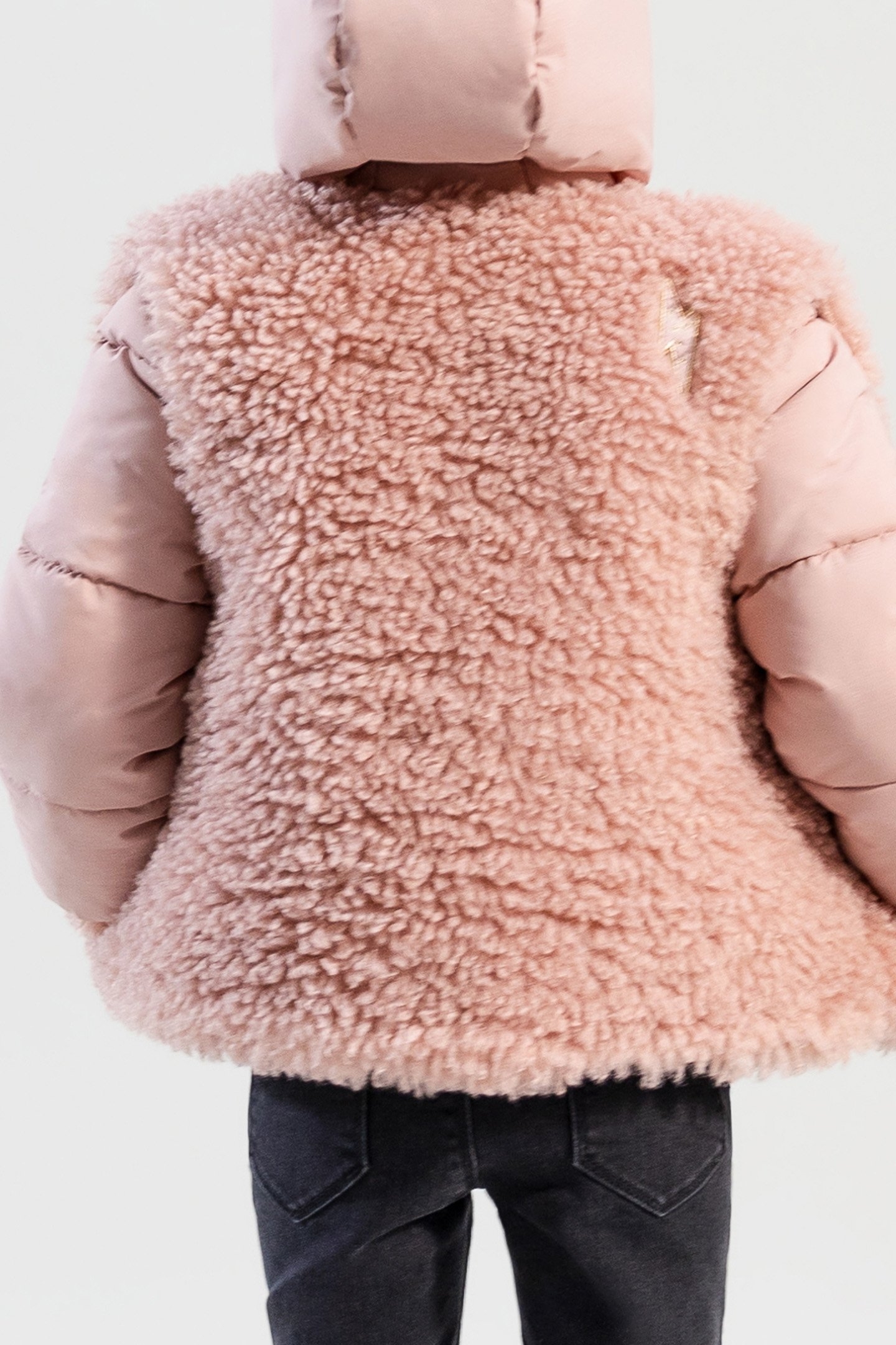 GIRL'S PINK 2-IN-1 DOWN JACKET WITH SHERPA VEST 2
