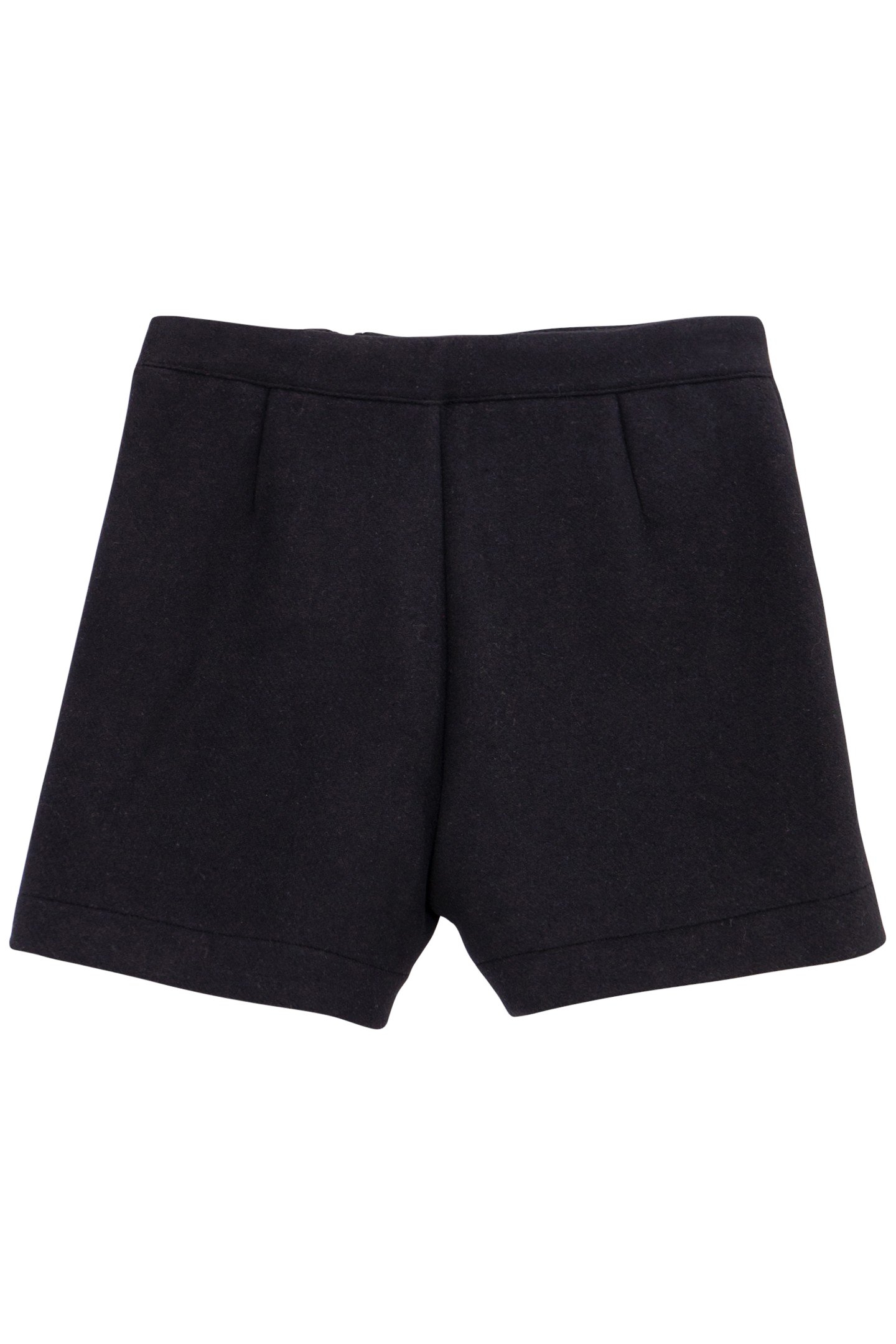 GIRLS' BLACK DOUBLE-ZIP WOOL SHORTS 2